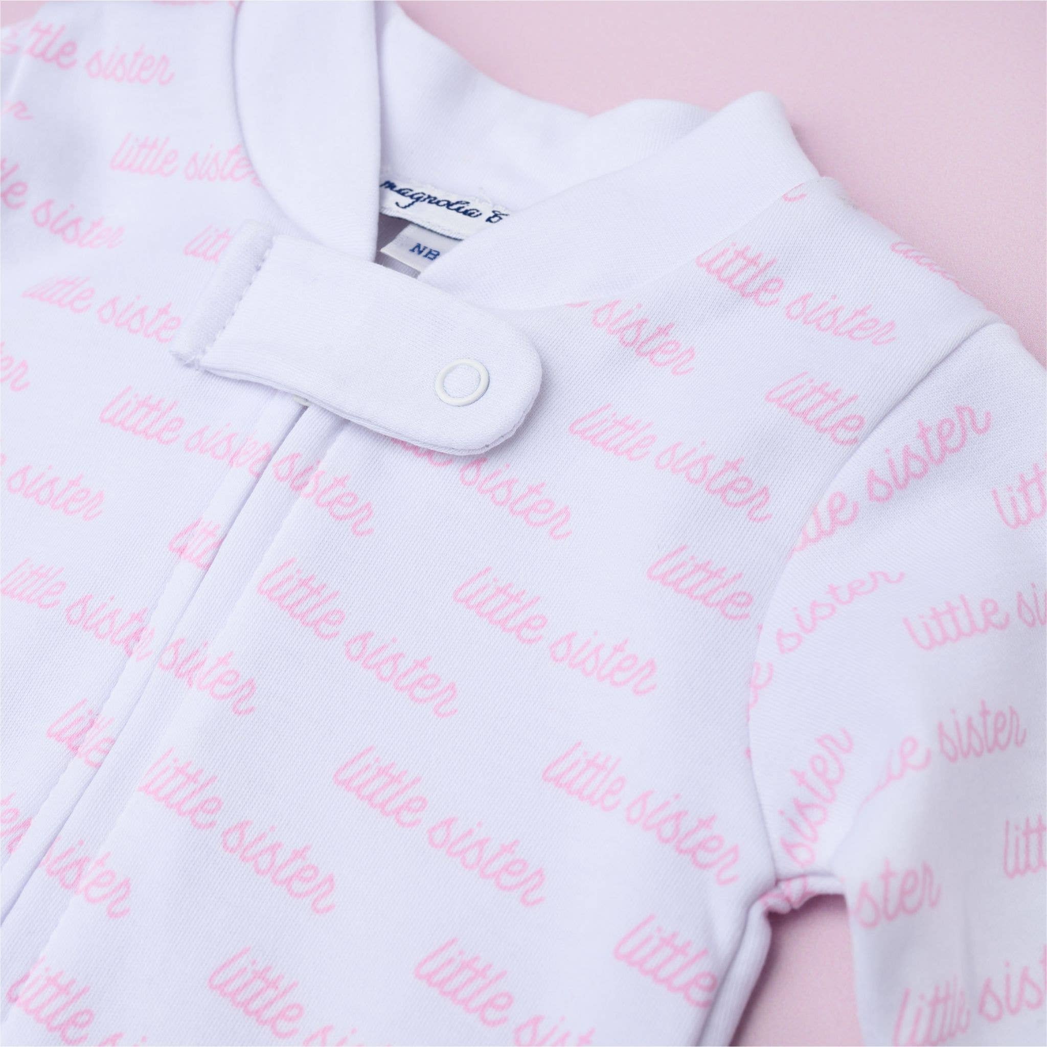 "Little Sister" Print Zipper Footie
