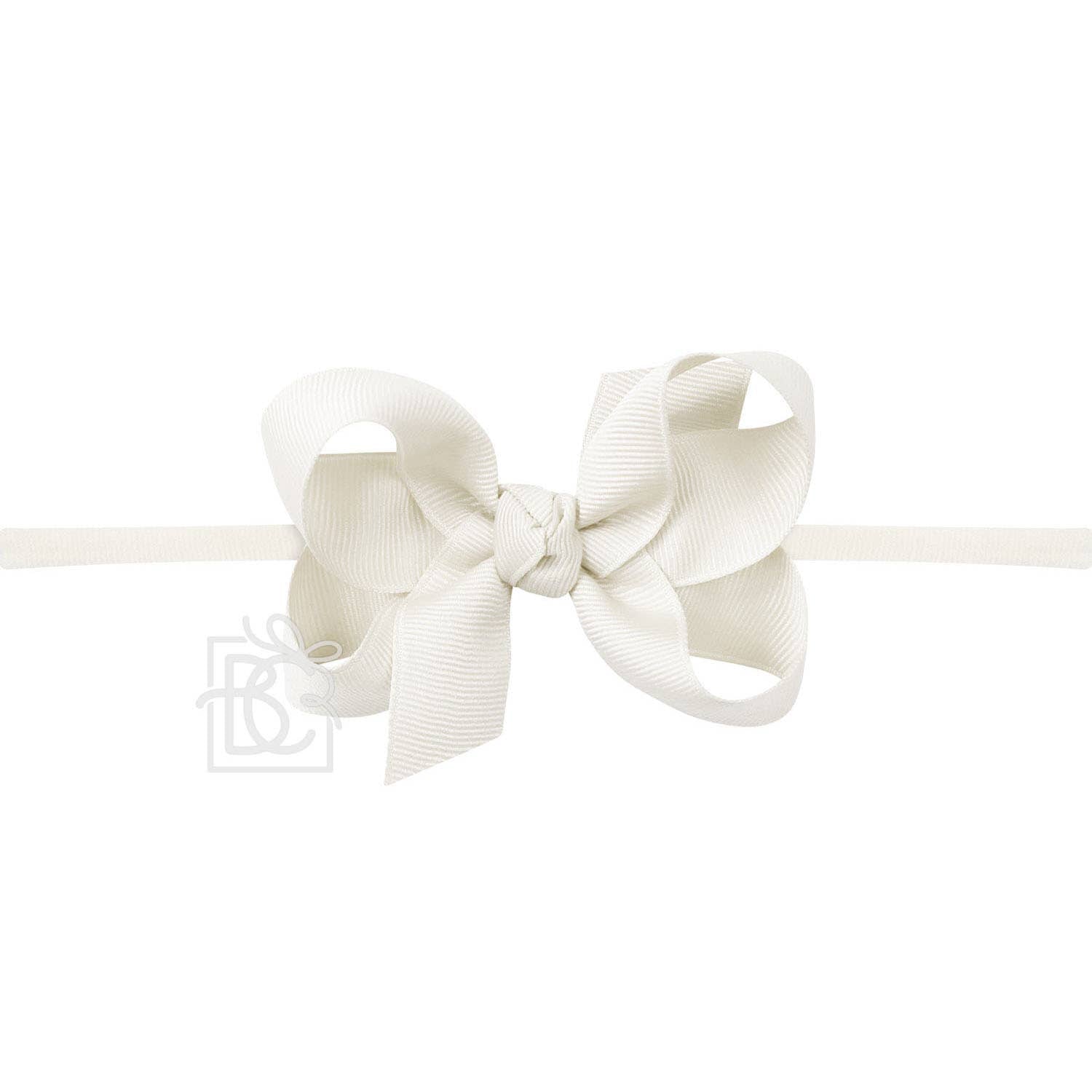3.5" Infant Headband Hairbow: Antique White