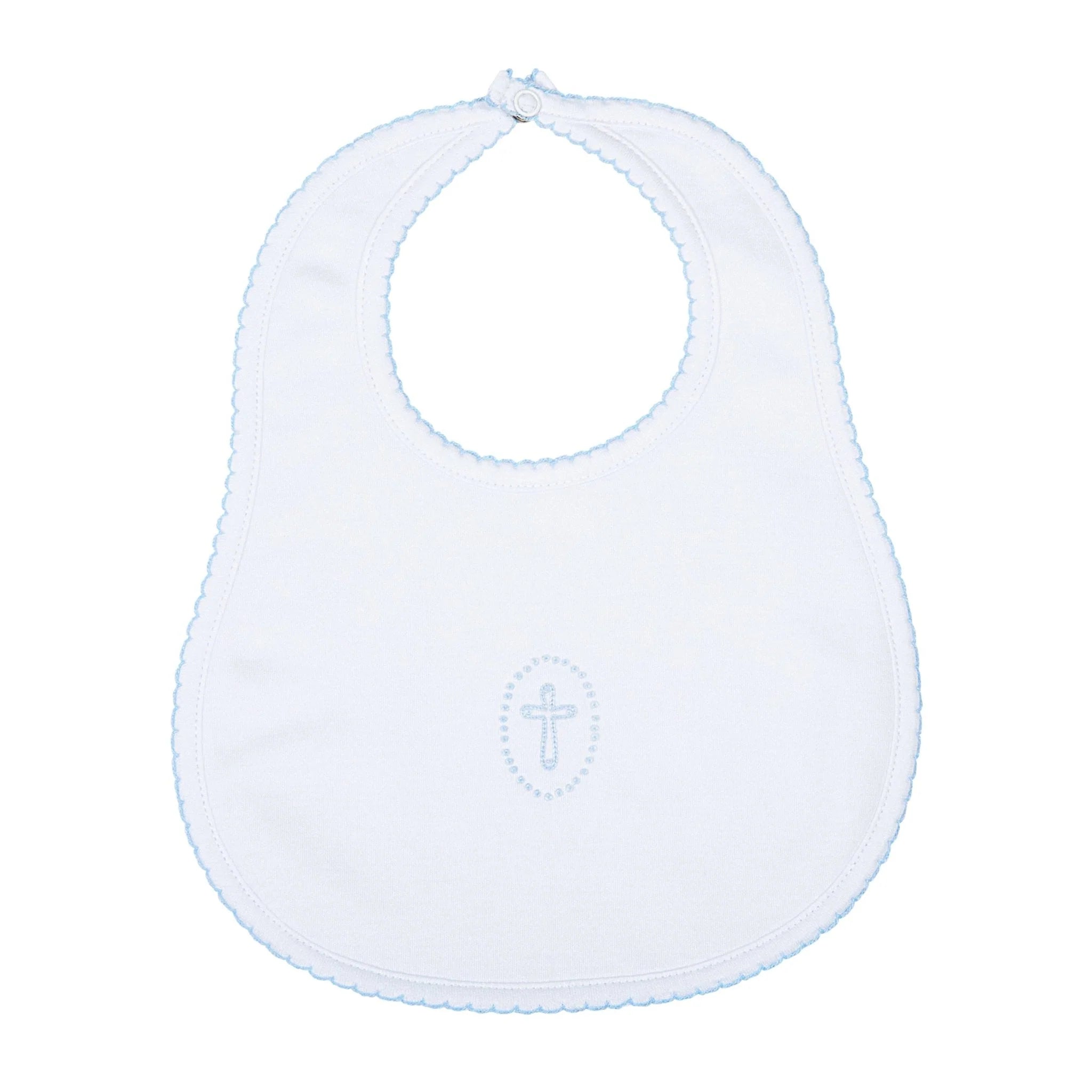 Blessed Embroidered Bib: Light Blue