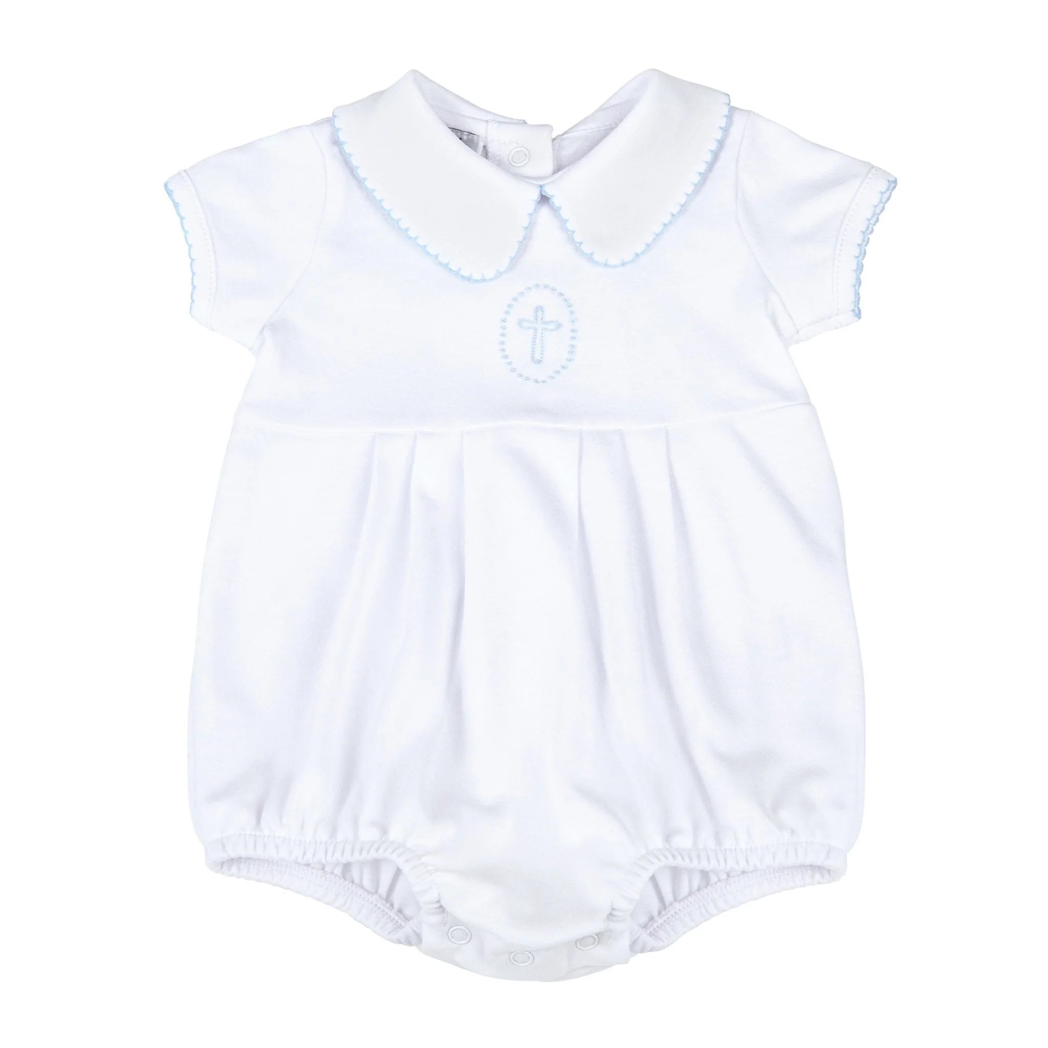 Blessed Embroidered Collared Bubble: Blue