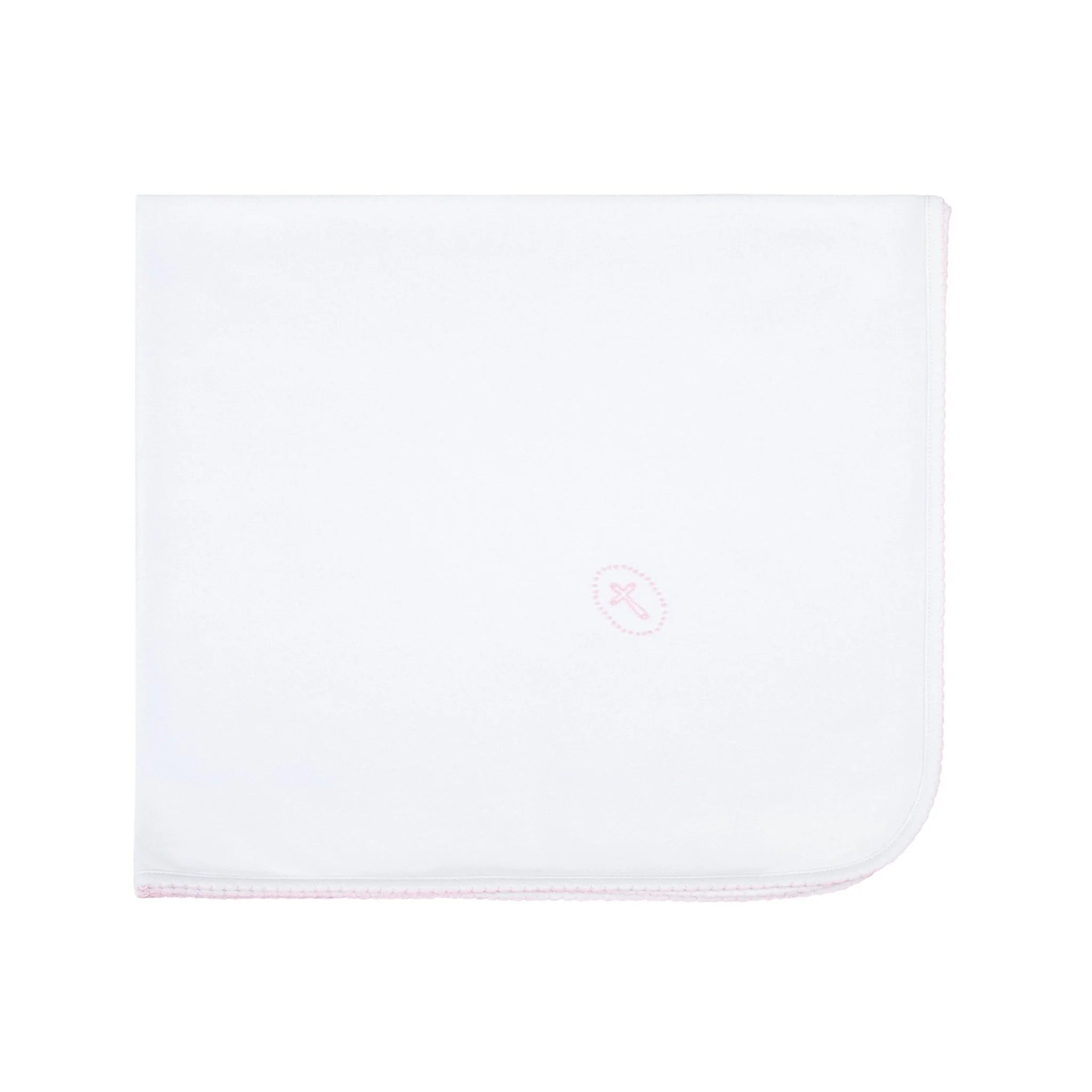 Blessed Embroidered Receiving Blanket: Pink