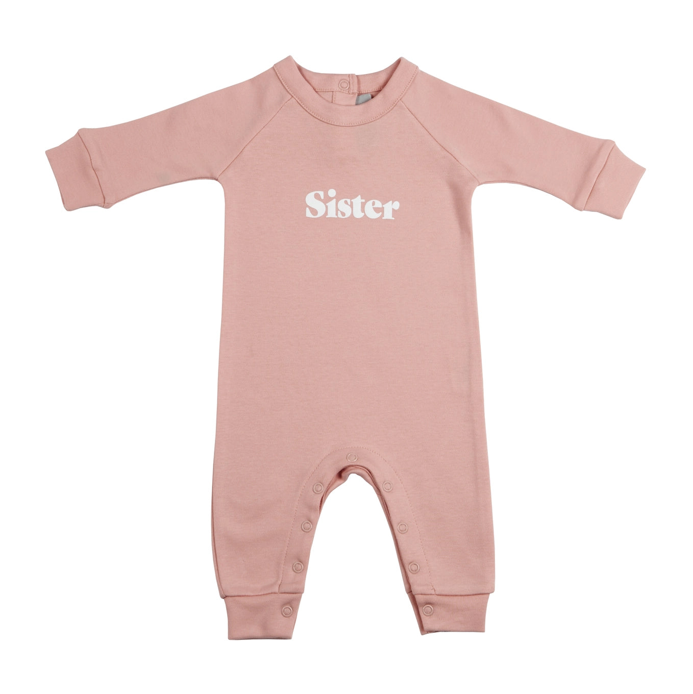"Sister" Long Romper: Faded Blush