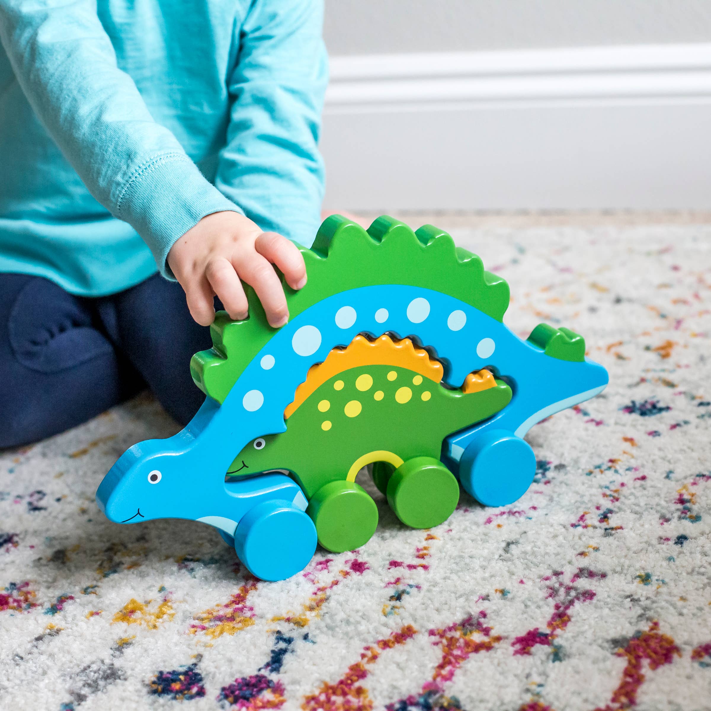 Stegosaurus Dino Big & Little Wooden Roller