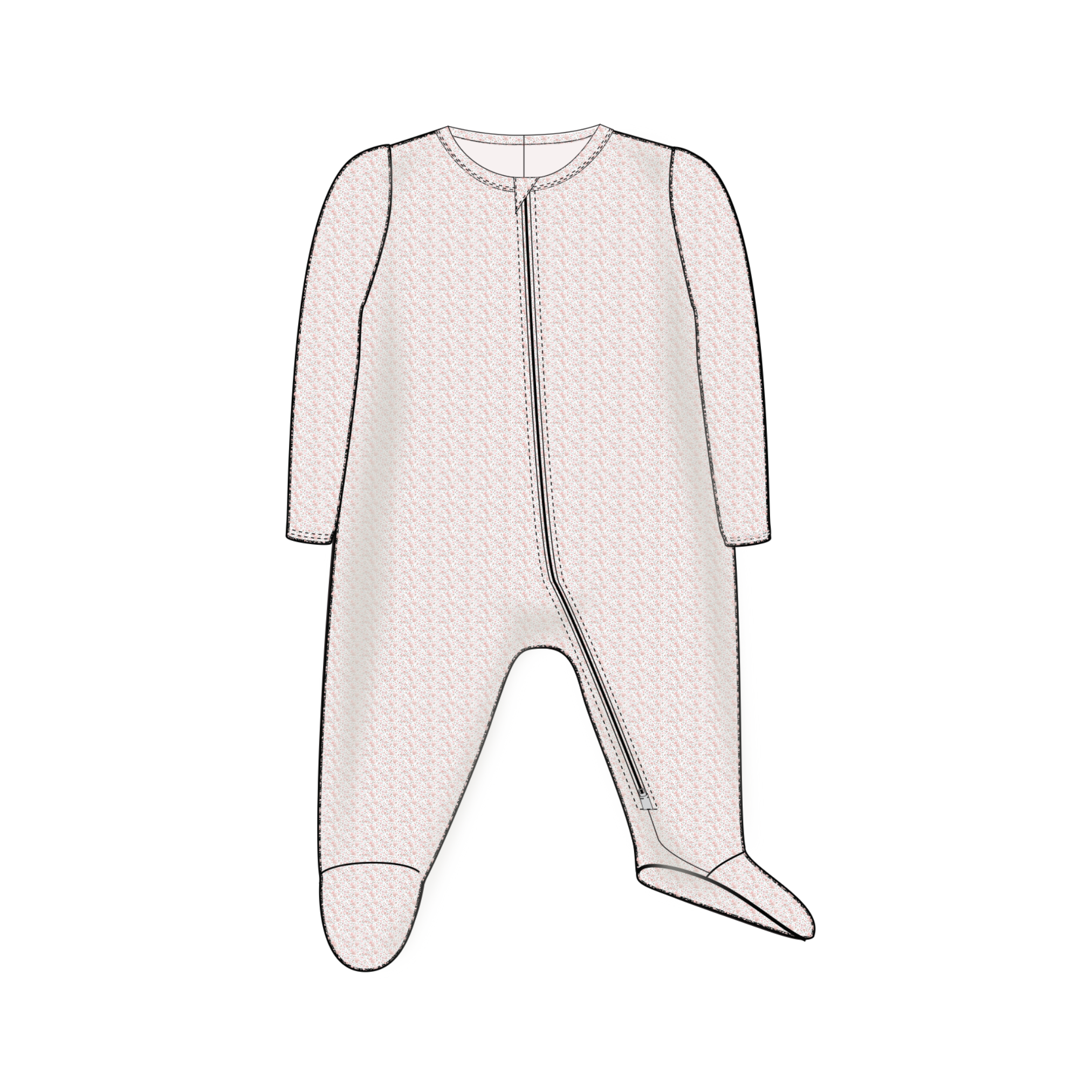 Ditsy Floral Print Zipper Footie