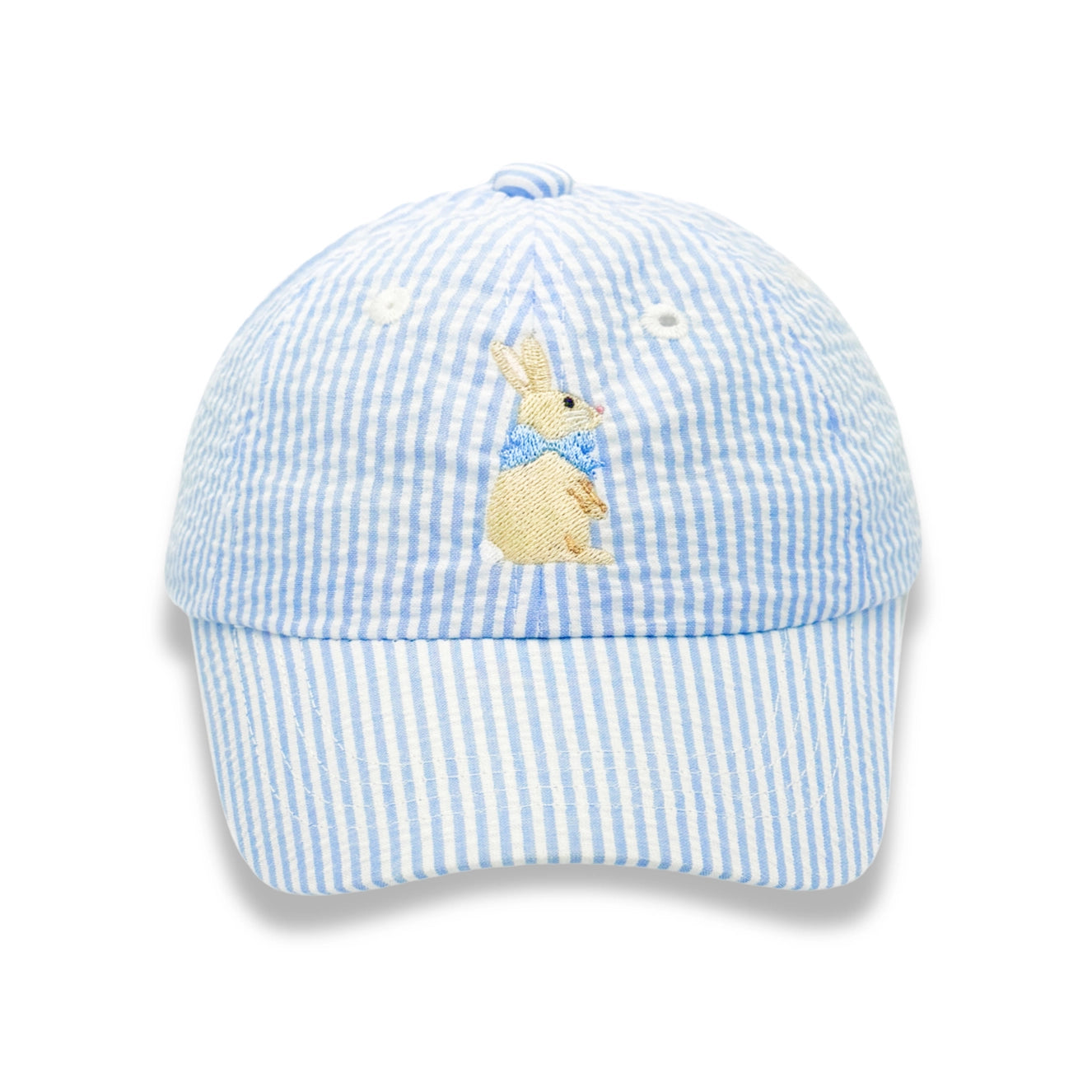 Bunny Baseball Hat: Blue Seersucker