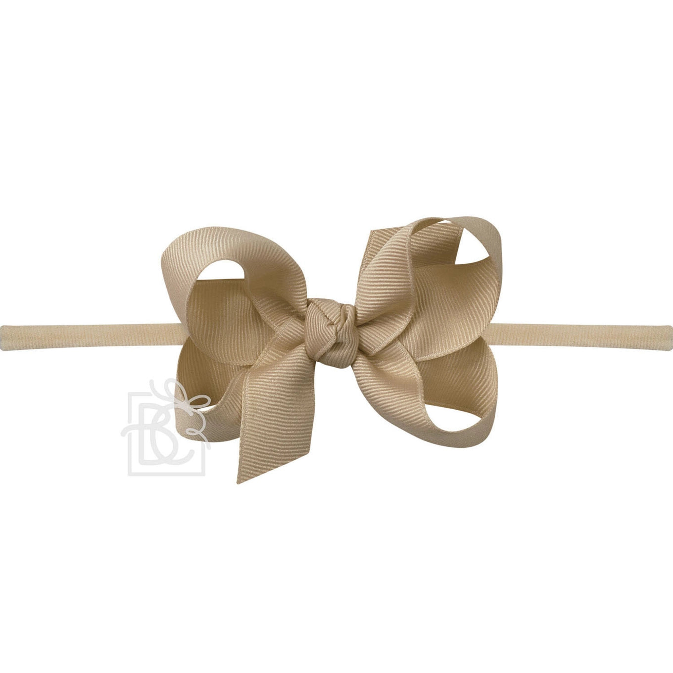 3.5" Infant Headband Hairbow: Oatmeal
