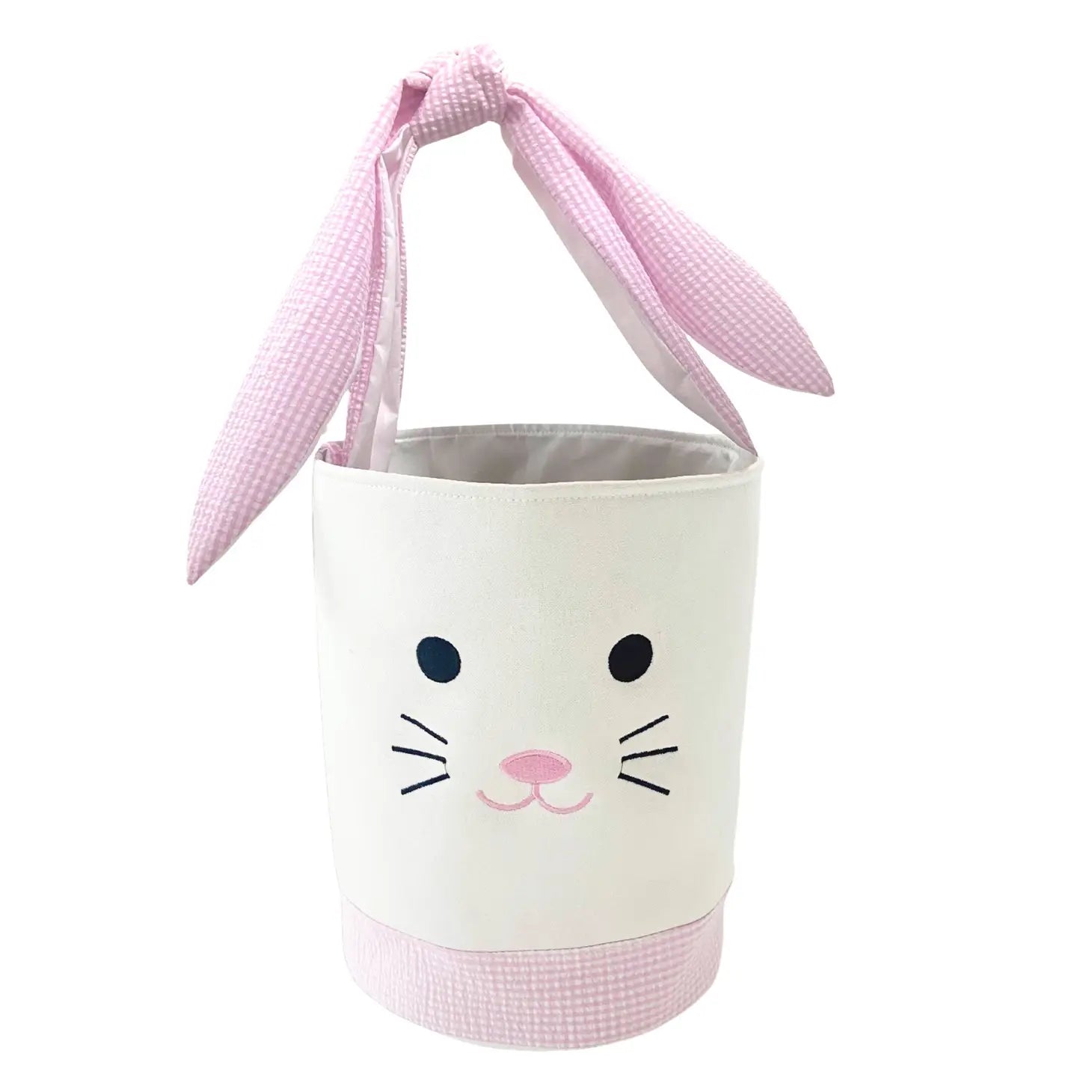Canvas & Seersucker Bunny Basket: Pink