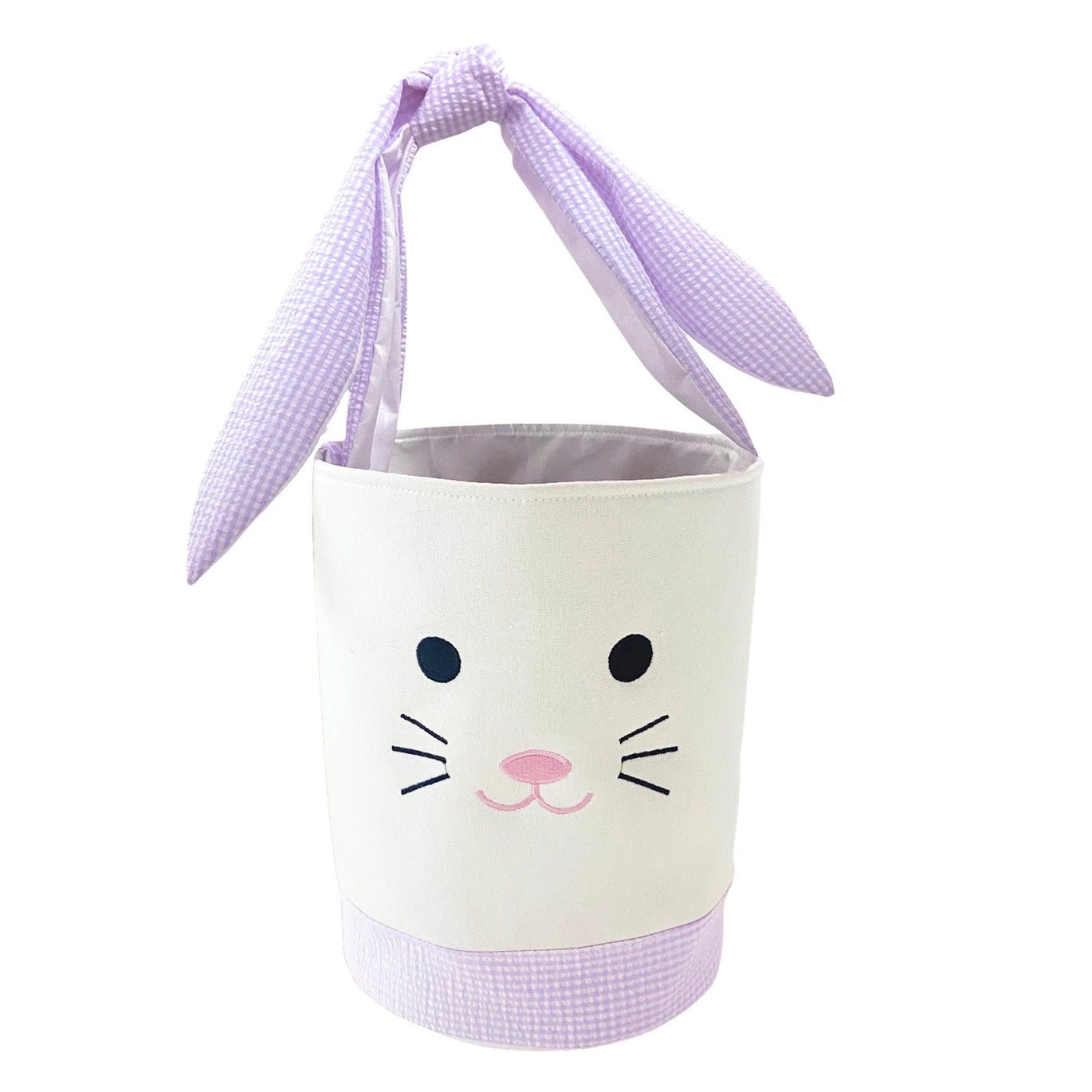 Canvas & Seersucker Bunny Basket: Lavender