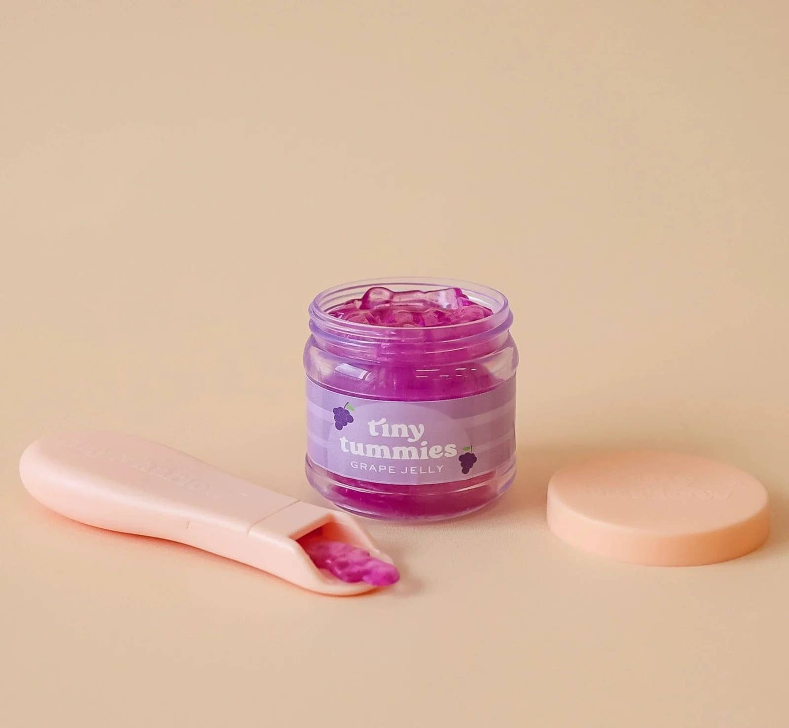 Grape Jelly Baby Food Jar and Spoon