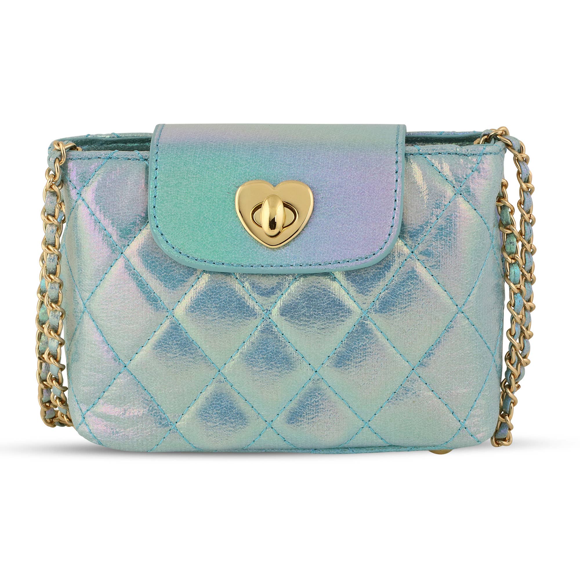 Paige Handbag: Aqua Metallic