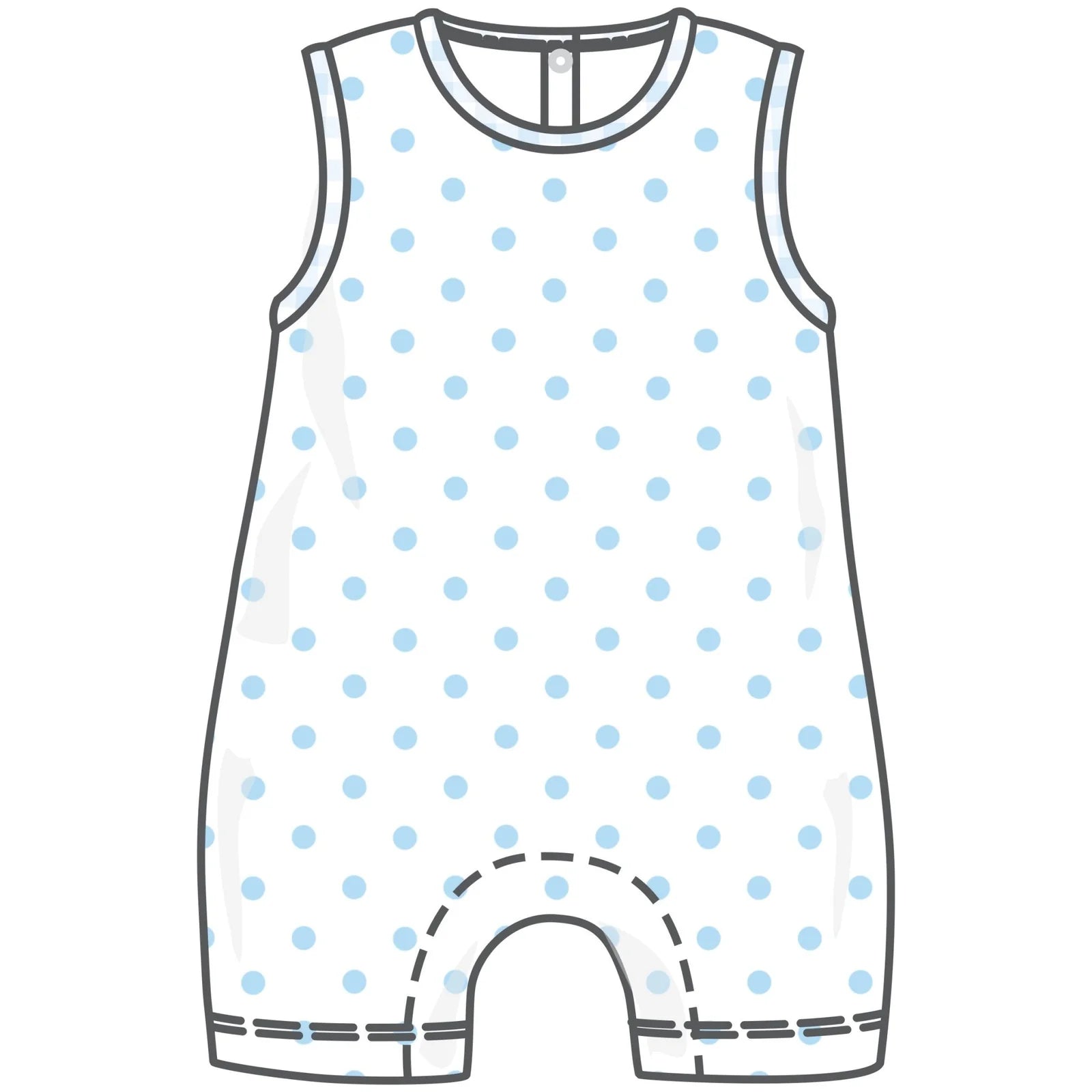 Light Blue Gingham Dots Sleeveless Short Playsuit