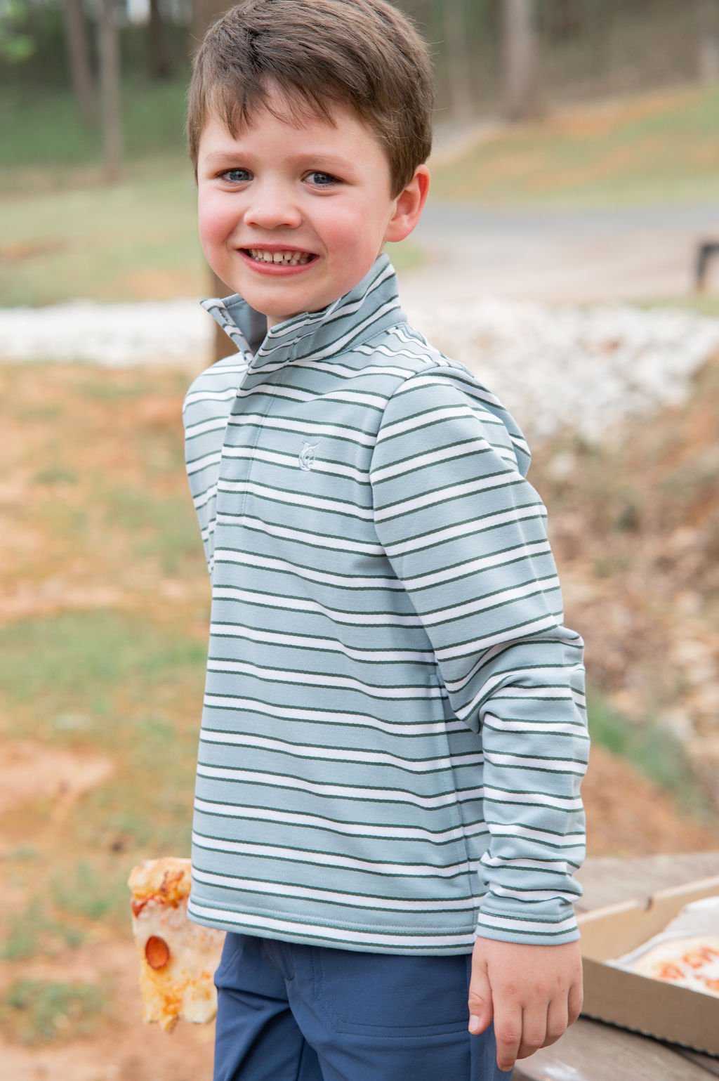 Boys Sporty Snap Pullover: Arona Stripe