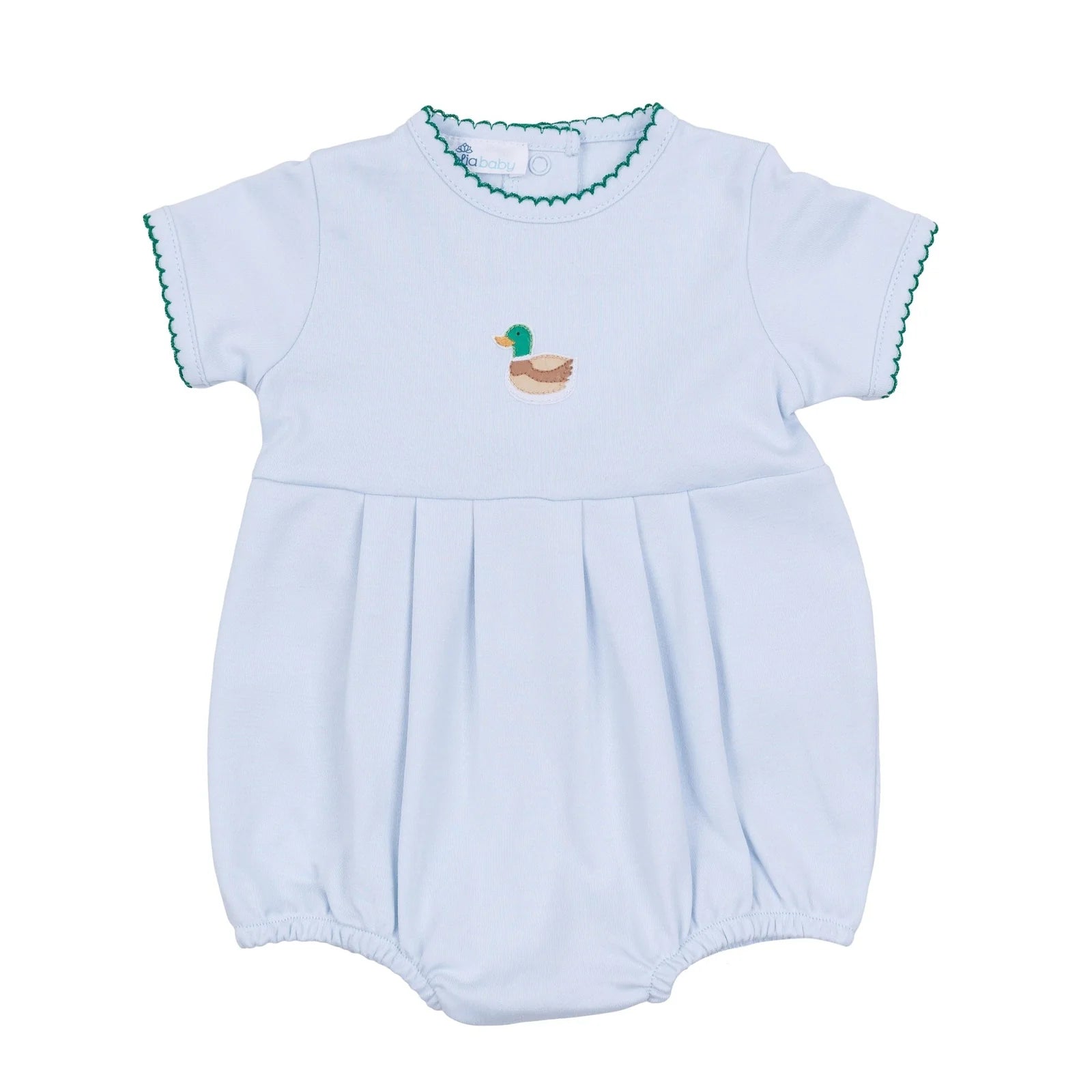 Mini Mallard Embroidered SS Bubble: Light Blue