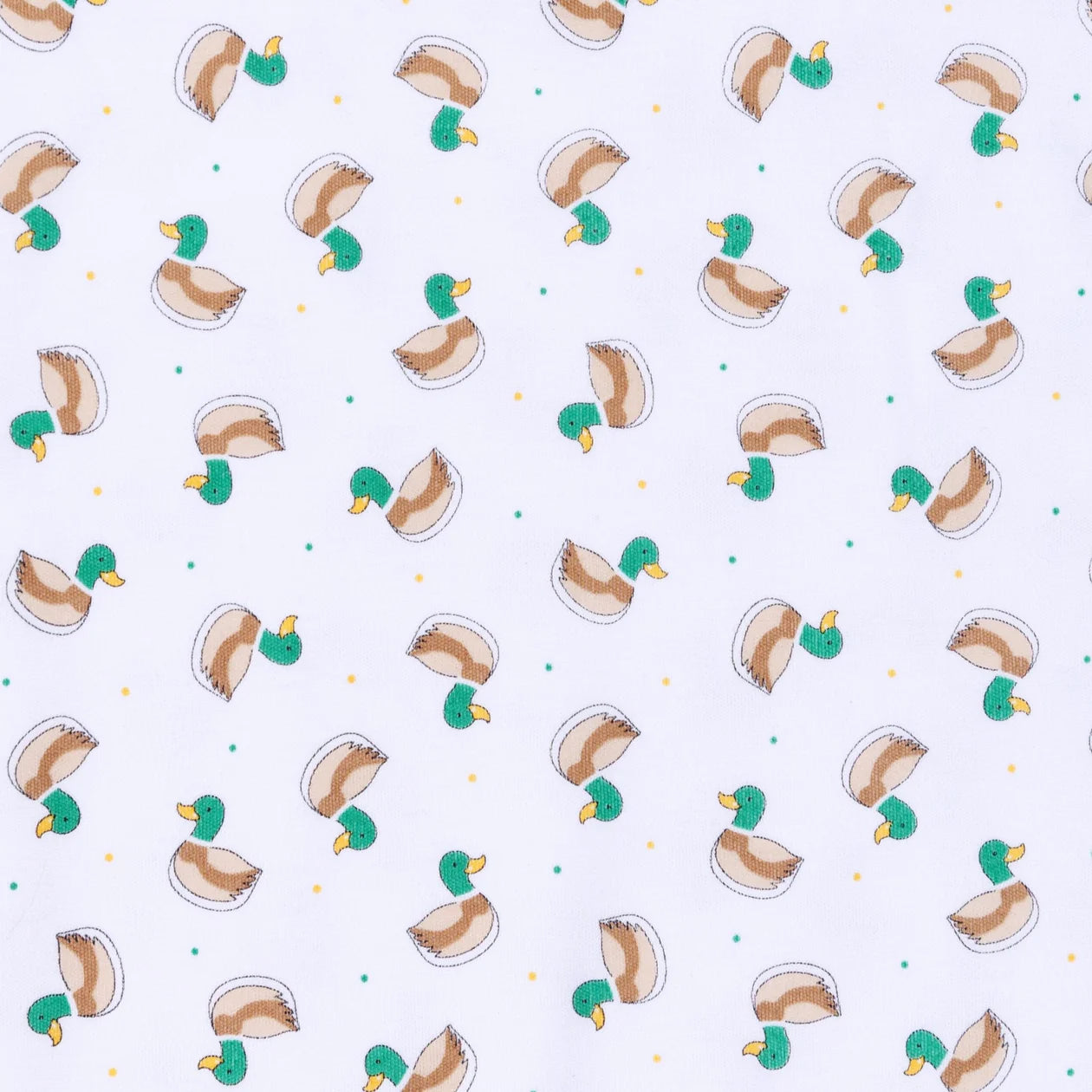 Mini Mallard Print Zip Footie w/Green Picot Trim