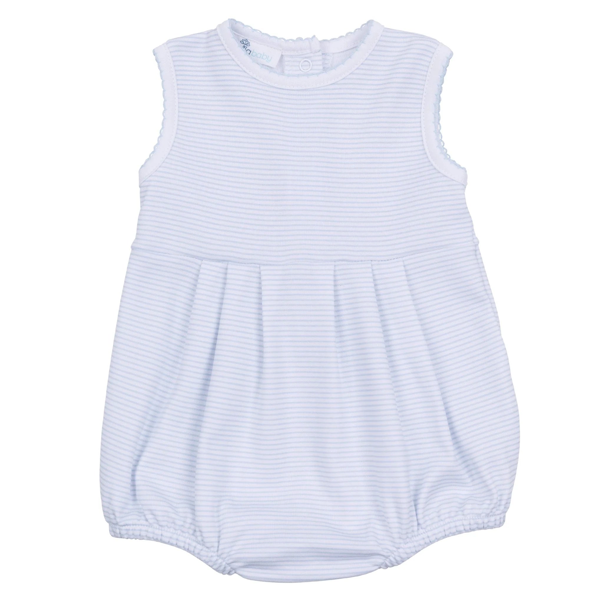 Mini Stripes Sleeveless Bubble: Light Blue