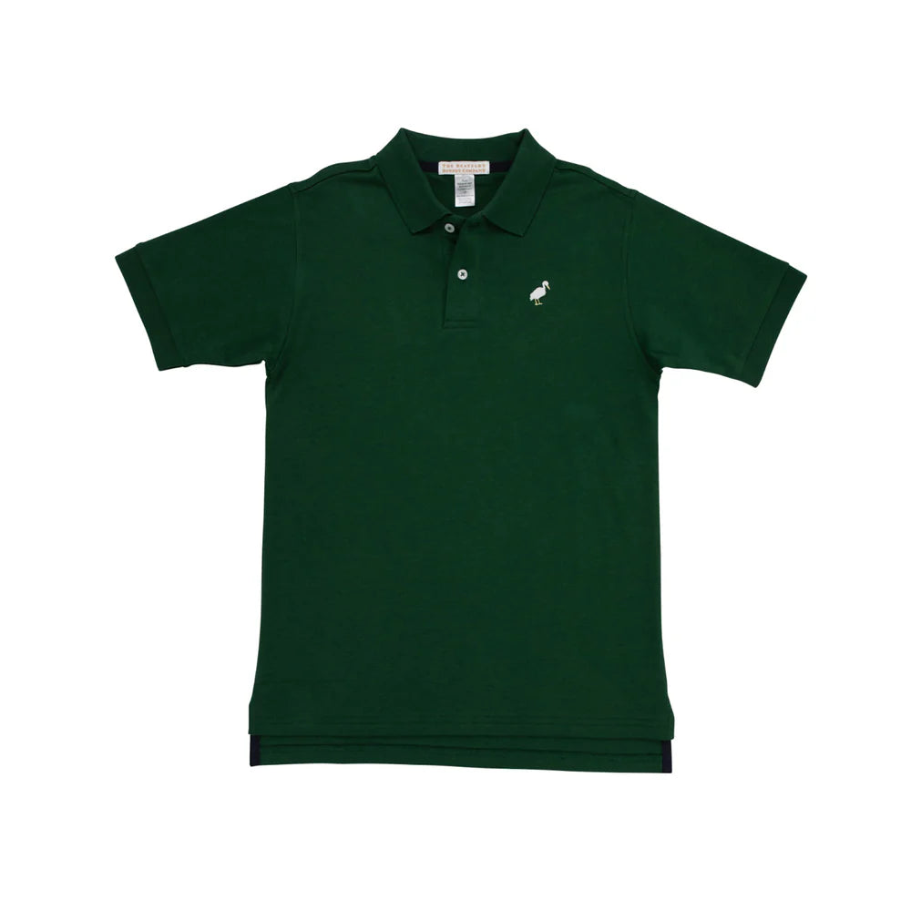TBBC SS Prim & Proper Polo: Grier Green w/Mulitcolor Stork