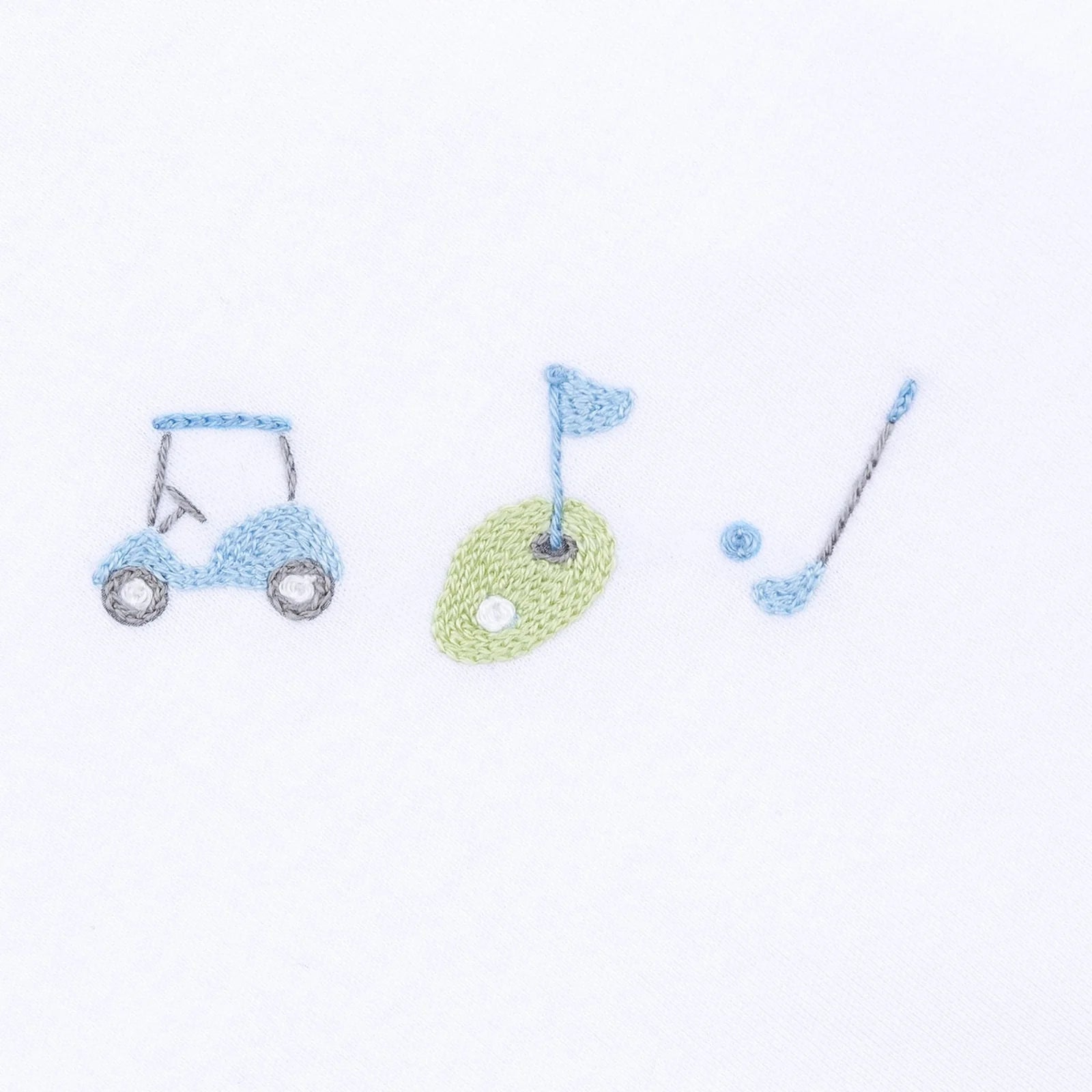 Tiny Tee Time Embroidered Footie: Light Blue