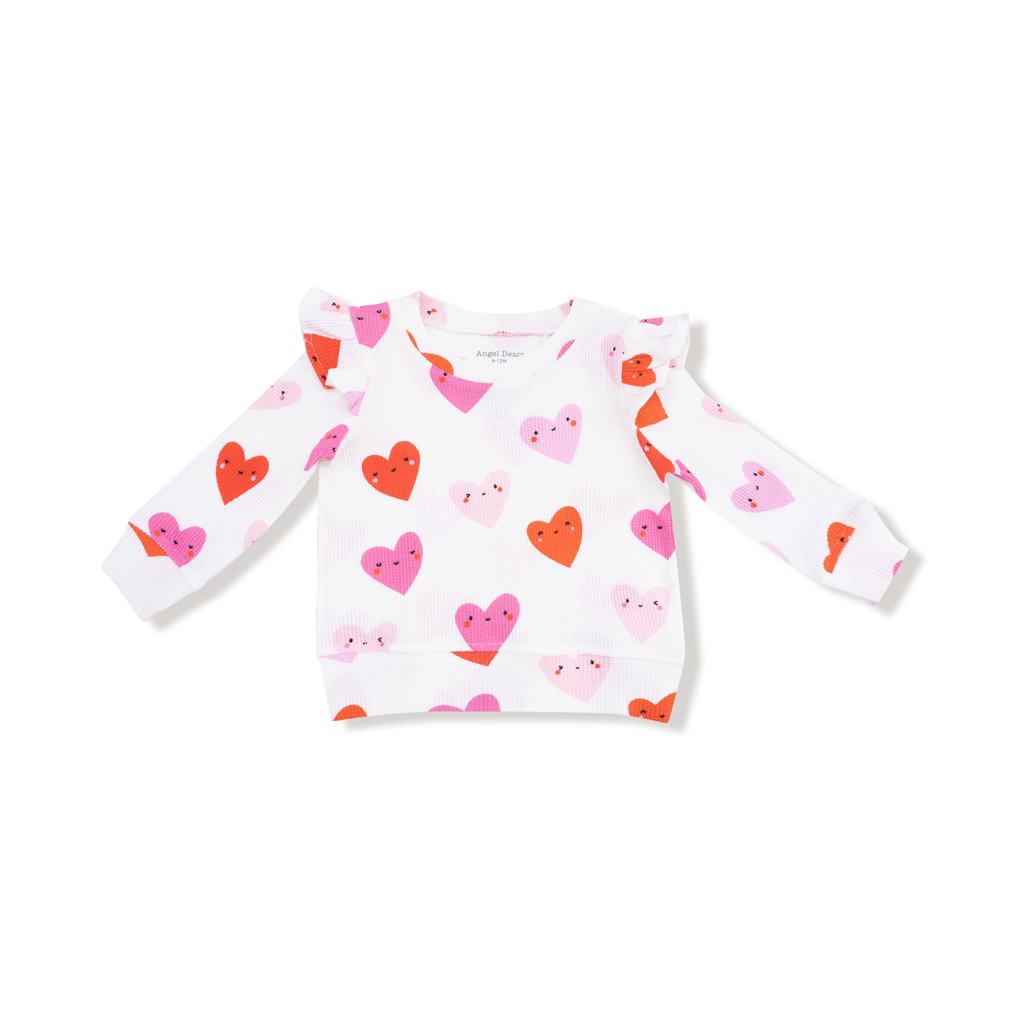 Happy Hearts Ruffle Sleeve Waffle Top