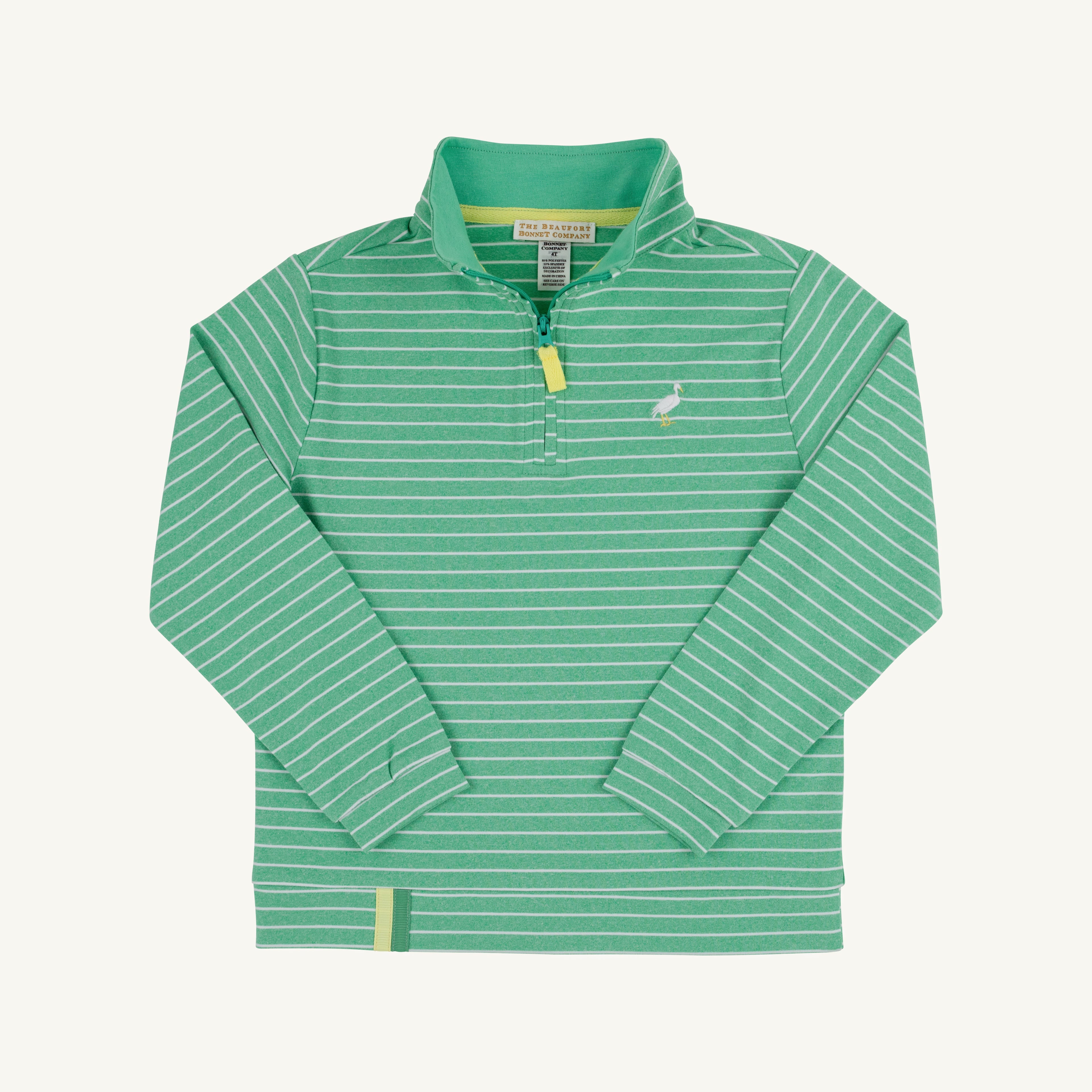 TBBC Prepletic Hayword Half Zip: Gibson Island Green Stripe