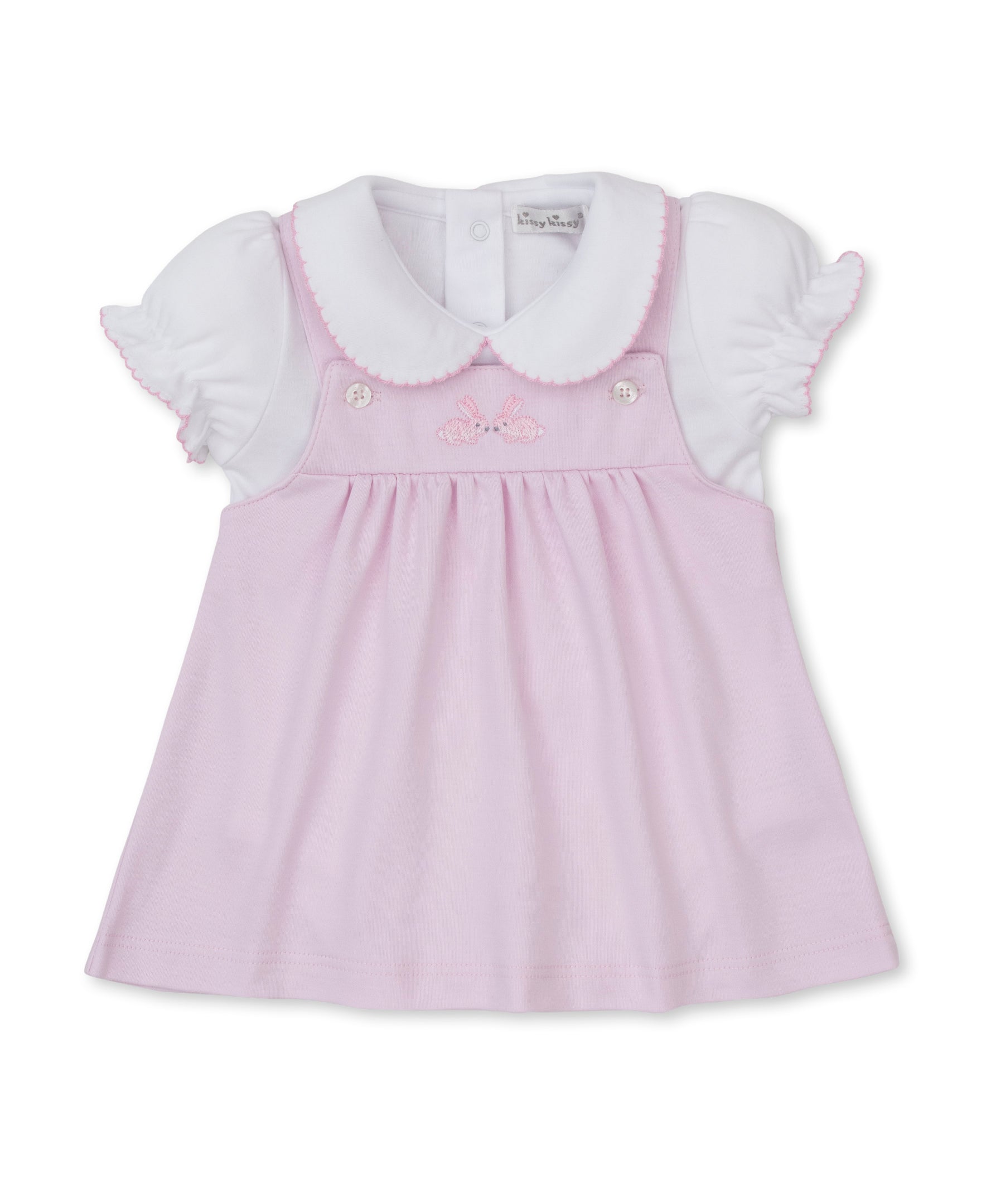 Springtime Bunny Fun Baby Girls Jumper Set: Light Pink