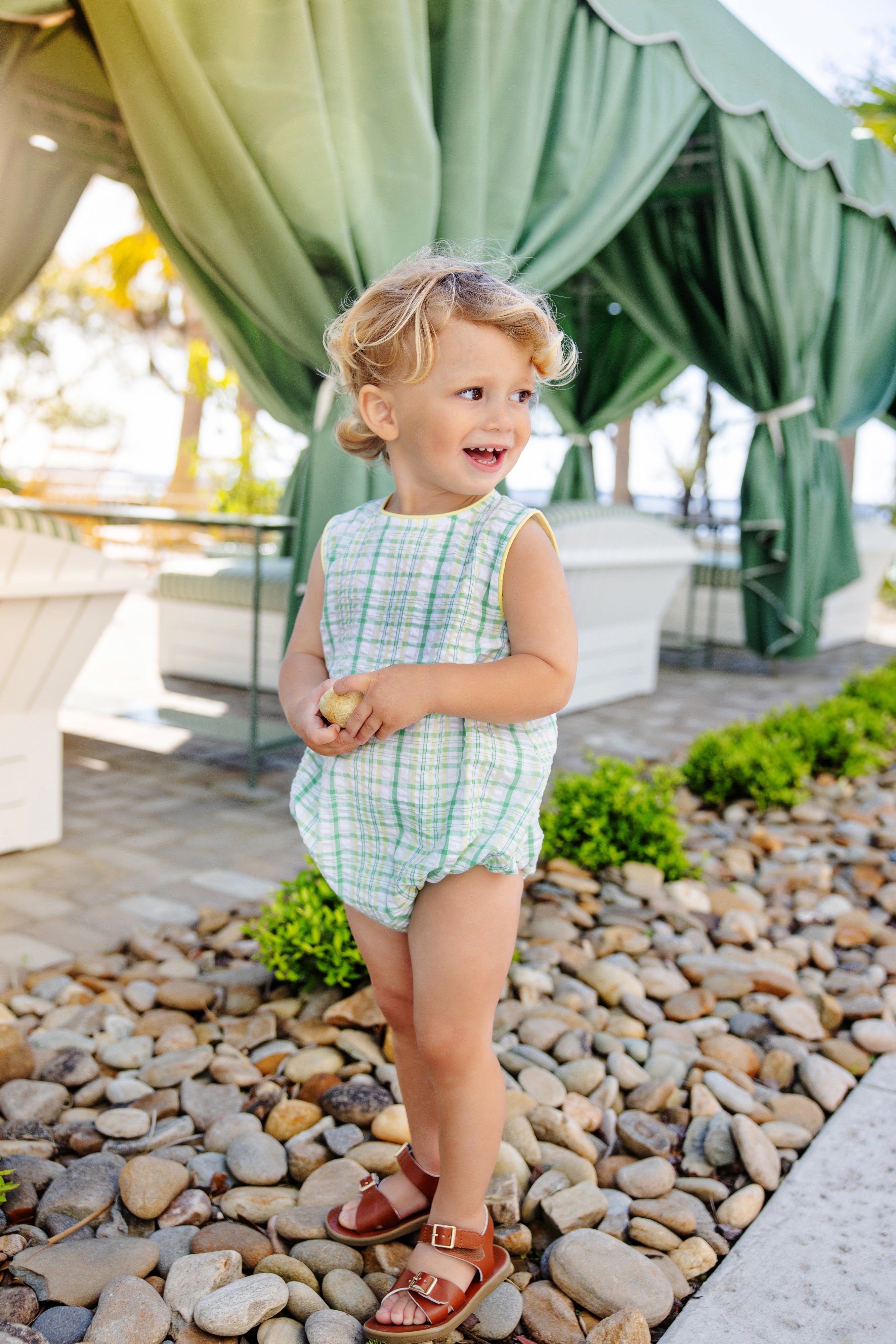 TBBC Benjamin Bubble: Gibson Island Green and Lake Worth Yellow Sewanee Seersucker/Lake Worth Yellow