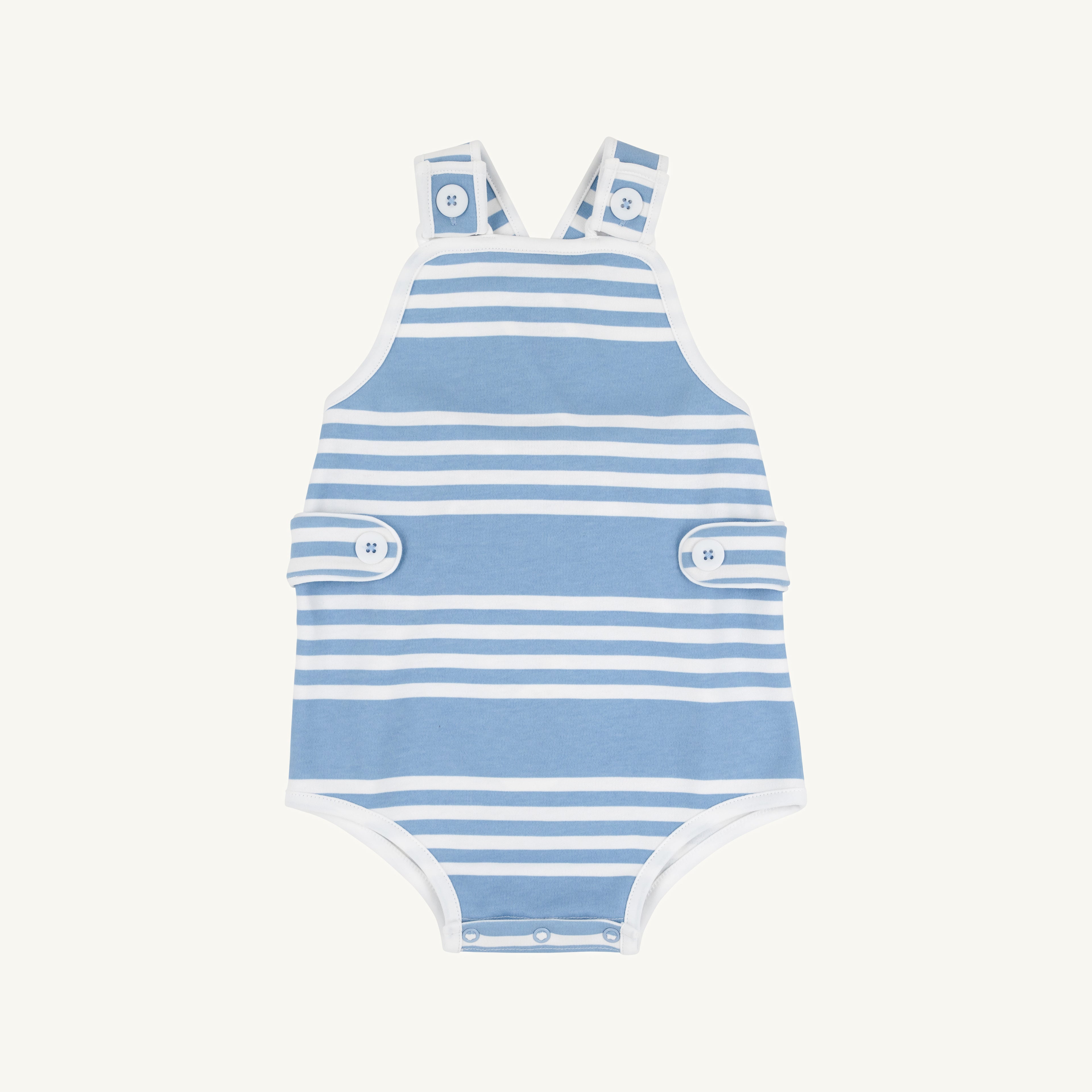 TBBC Skipper Sunsuit - Pima: Saddle Ridge Stripe (Sarasota Sky)/Worth Ave White