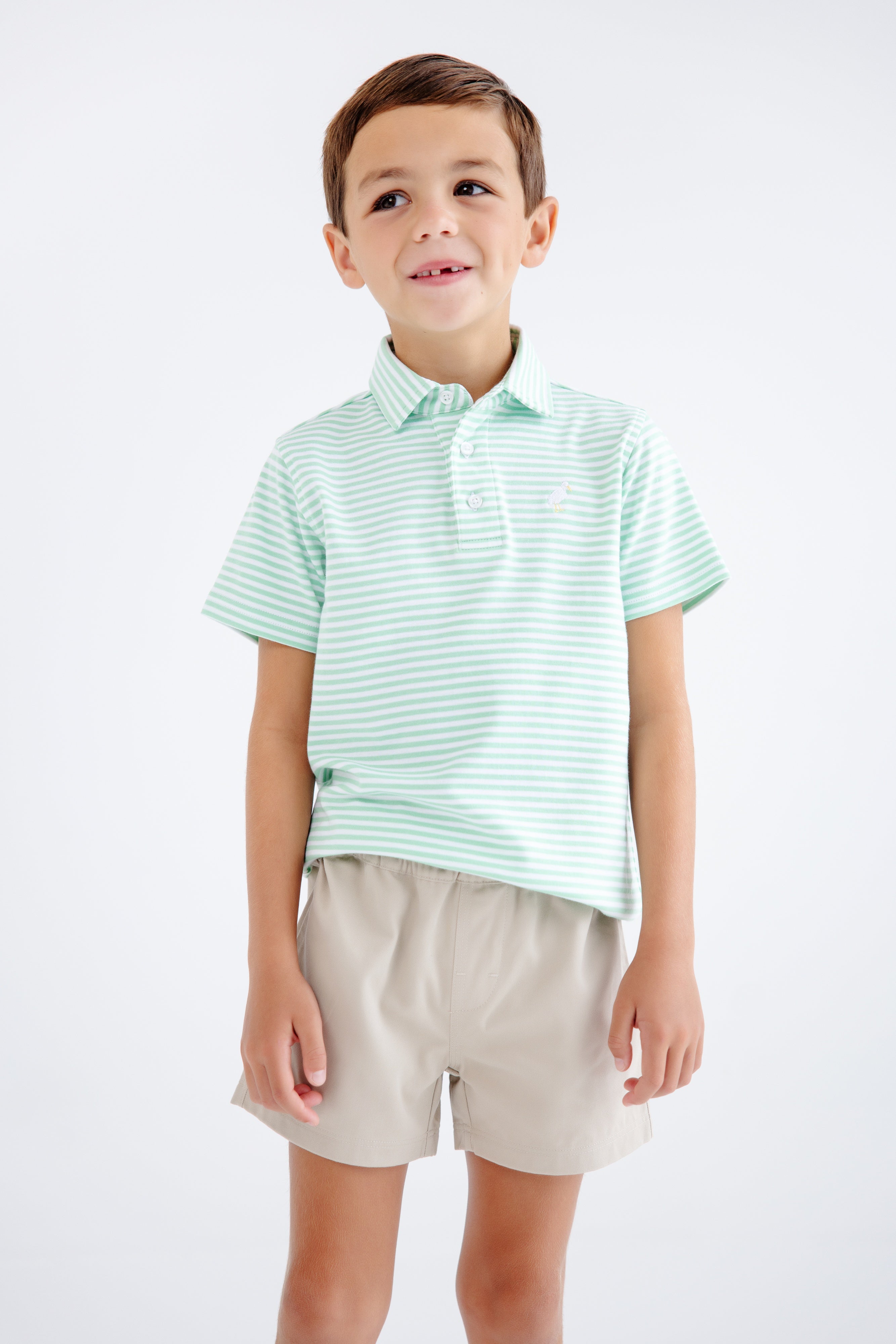 TBBC SS Prim & Proper Polo: Grace Bay Green Stripe