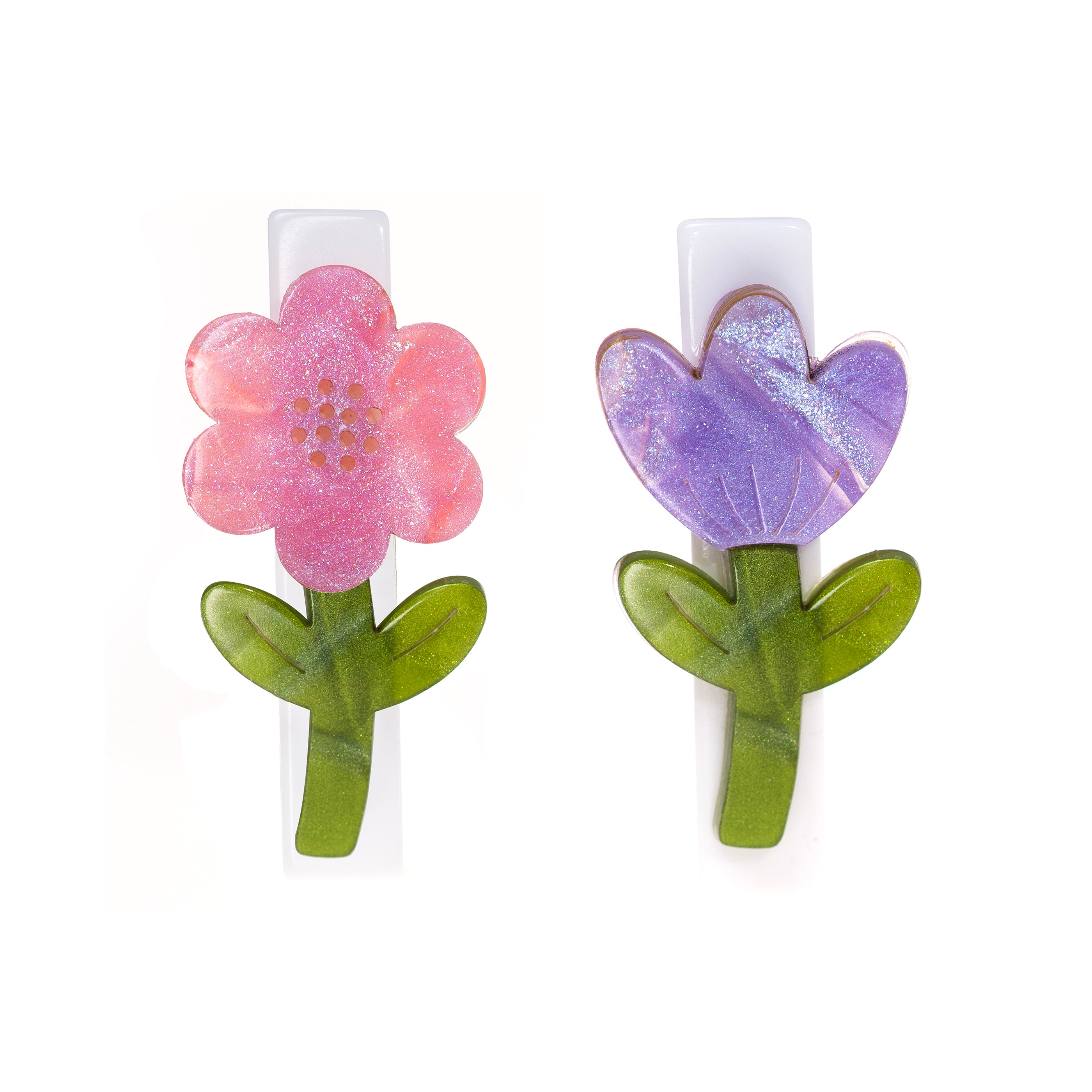 Pink & Purple Tulip Flower Hair Clips