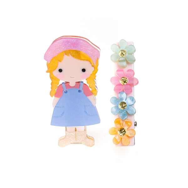 Girl & Flowers Hair Clips