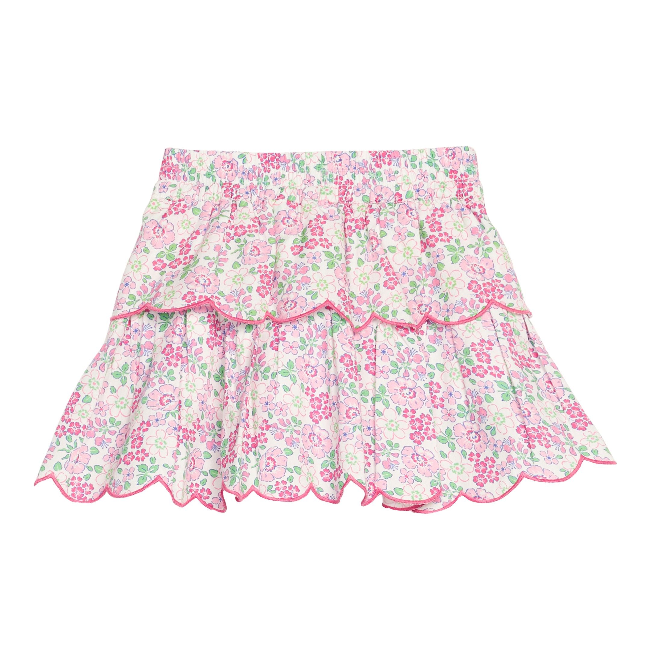 Two Tiered Skort: Pink Bloomsbury Blossoms