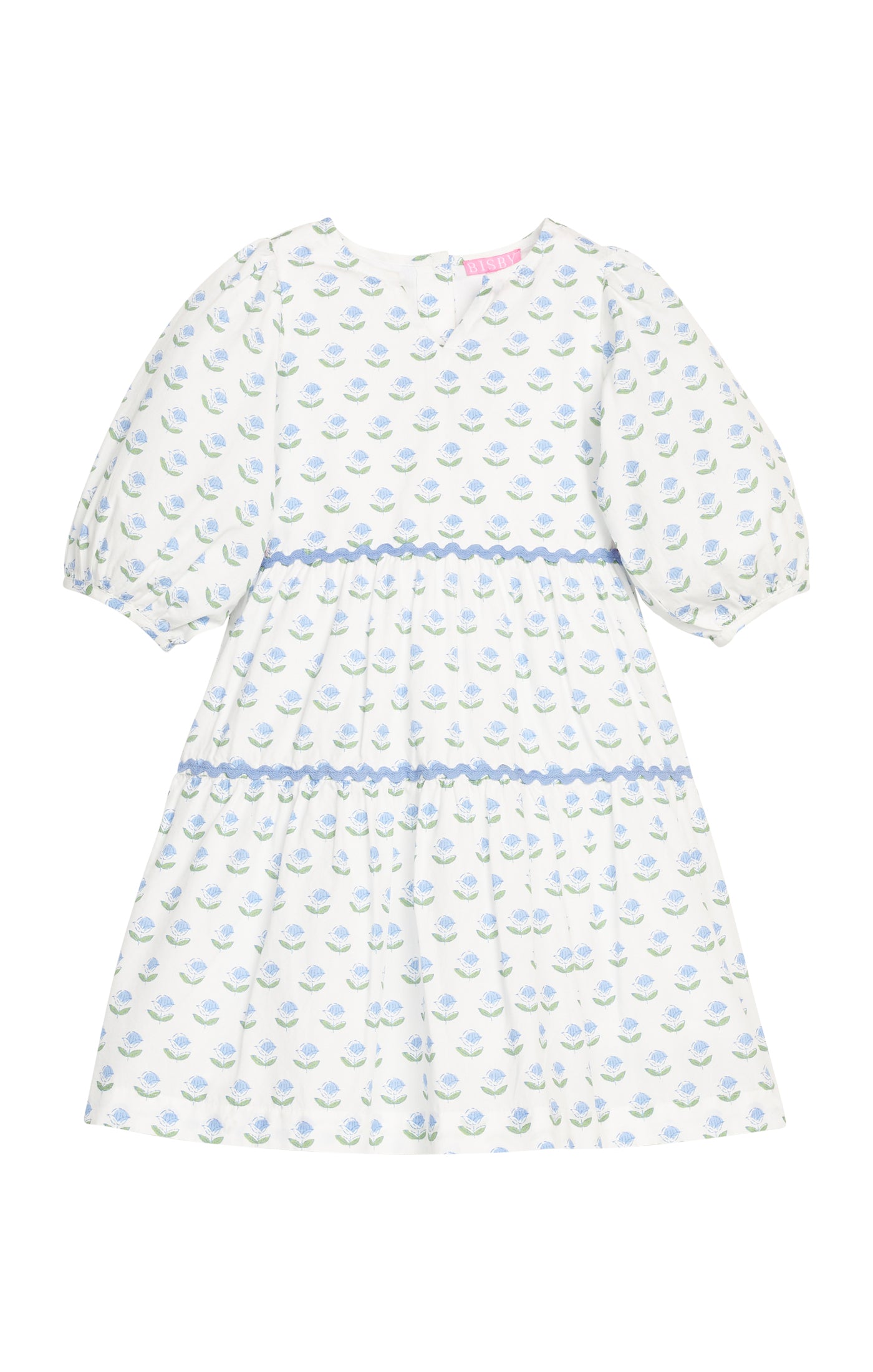 Madaket Dress: Blue Tulip Block Print