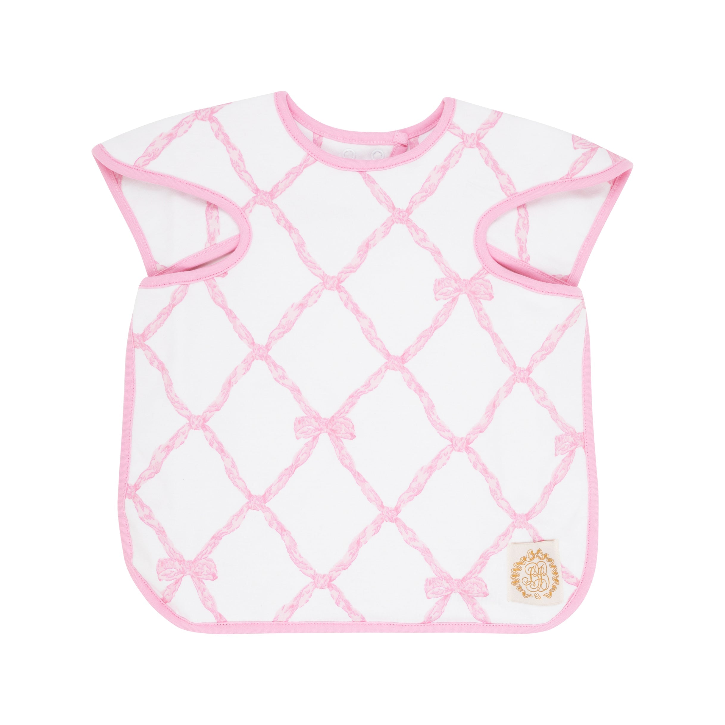 TBBC Big Bite Bib: Belle Meade Bow/Pier Party Pink