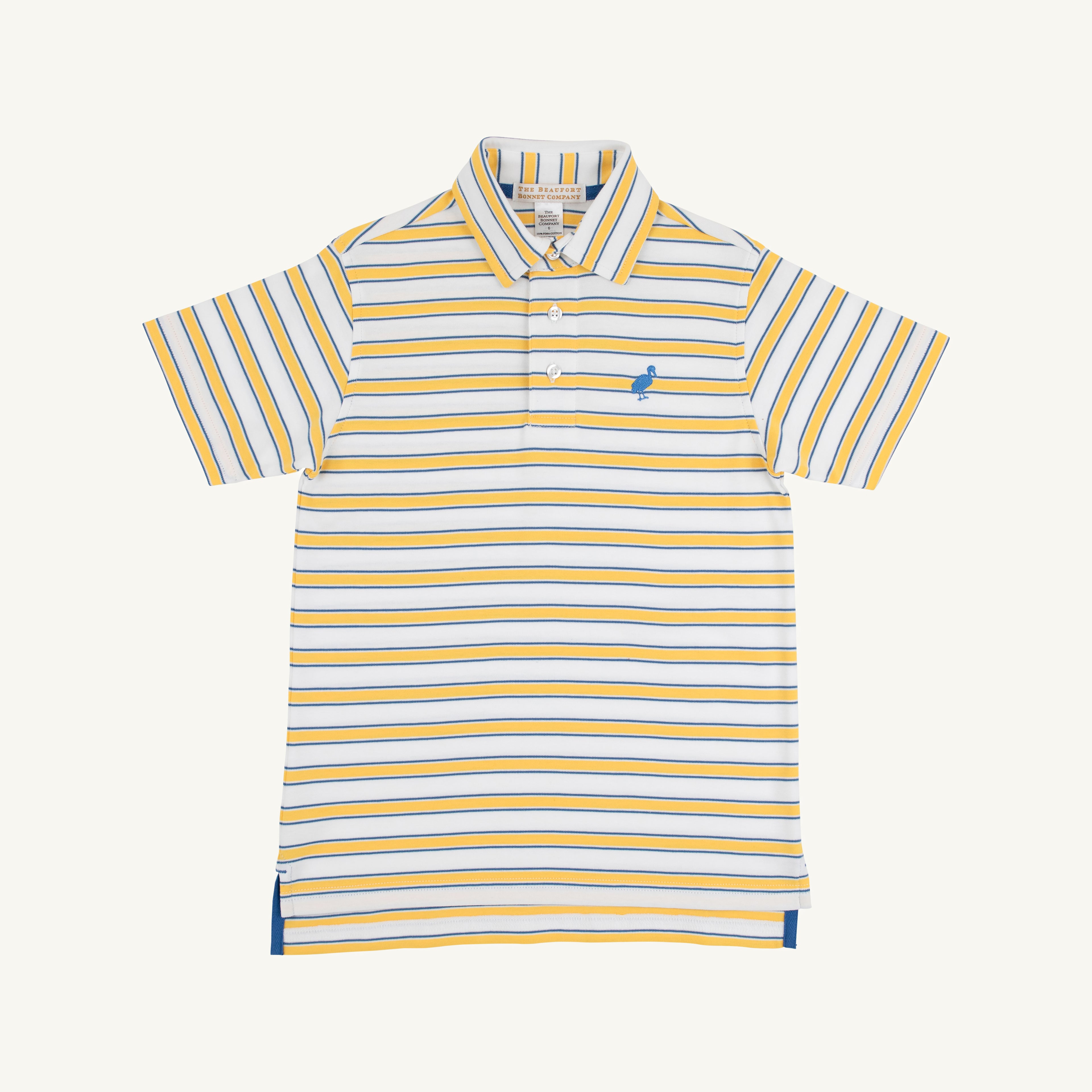 Prim And Proper SS Polo: Lake Claire Lines/Wood Boat Blue