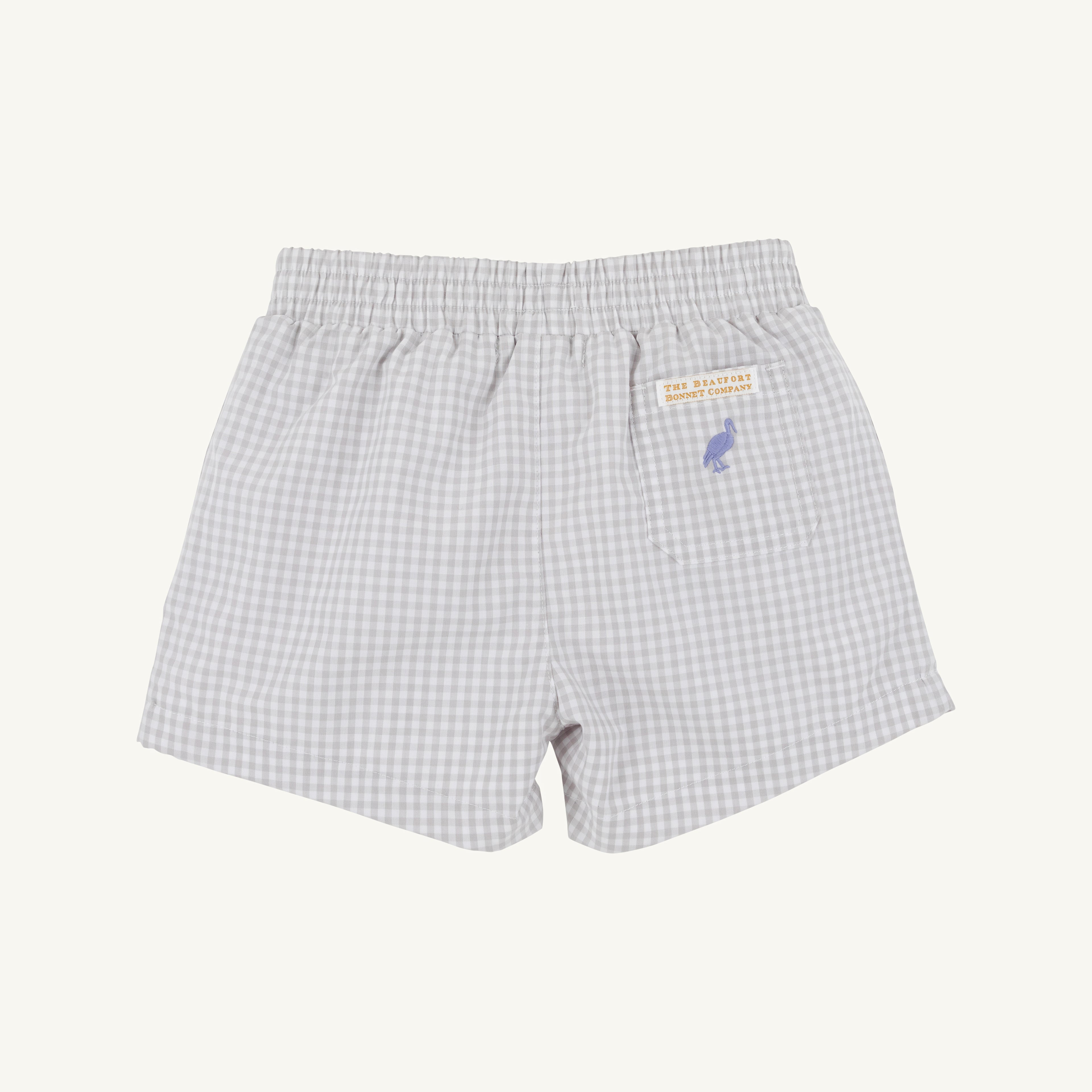 TBBC Sheffied Shorts: Grantley Gray Mini Gingham with Park City Periwinkle Stork