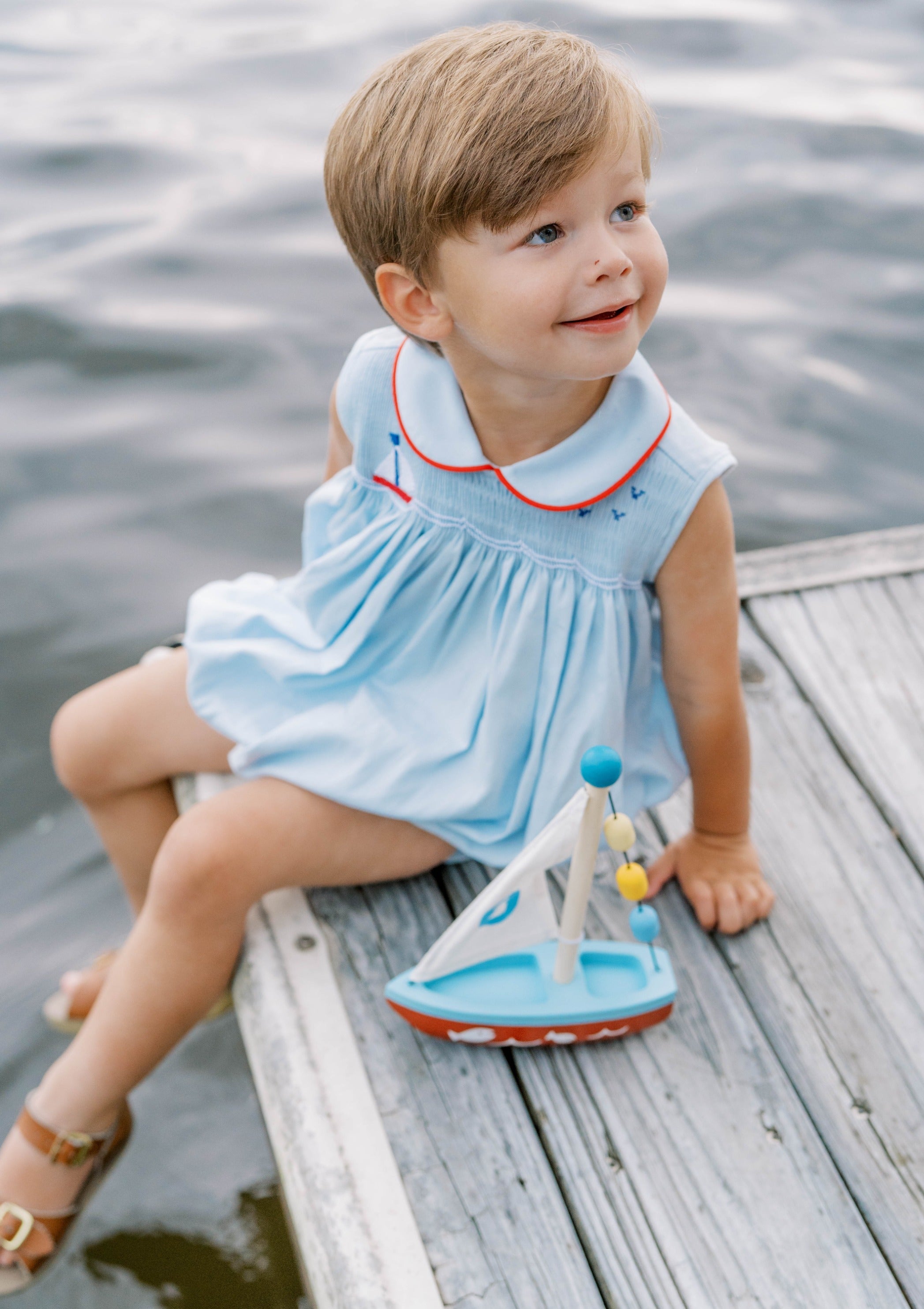 Beckett Bubble: Brentwood Blue with Sailboat Smocking