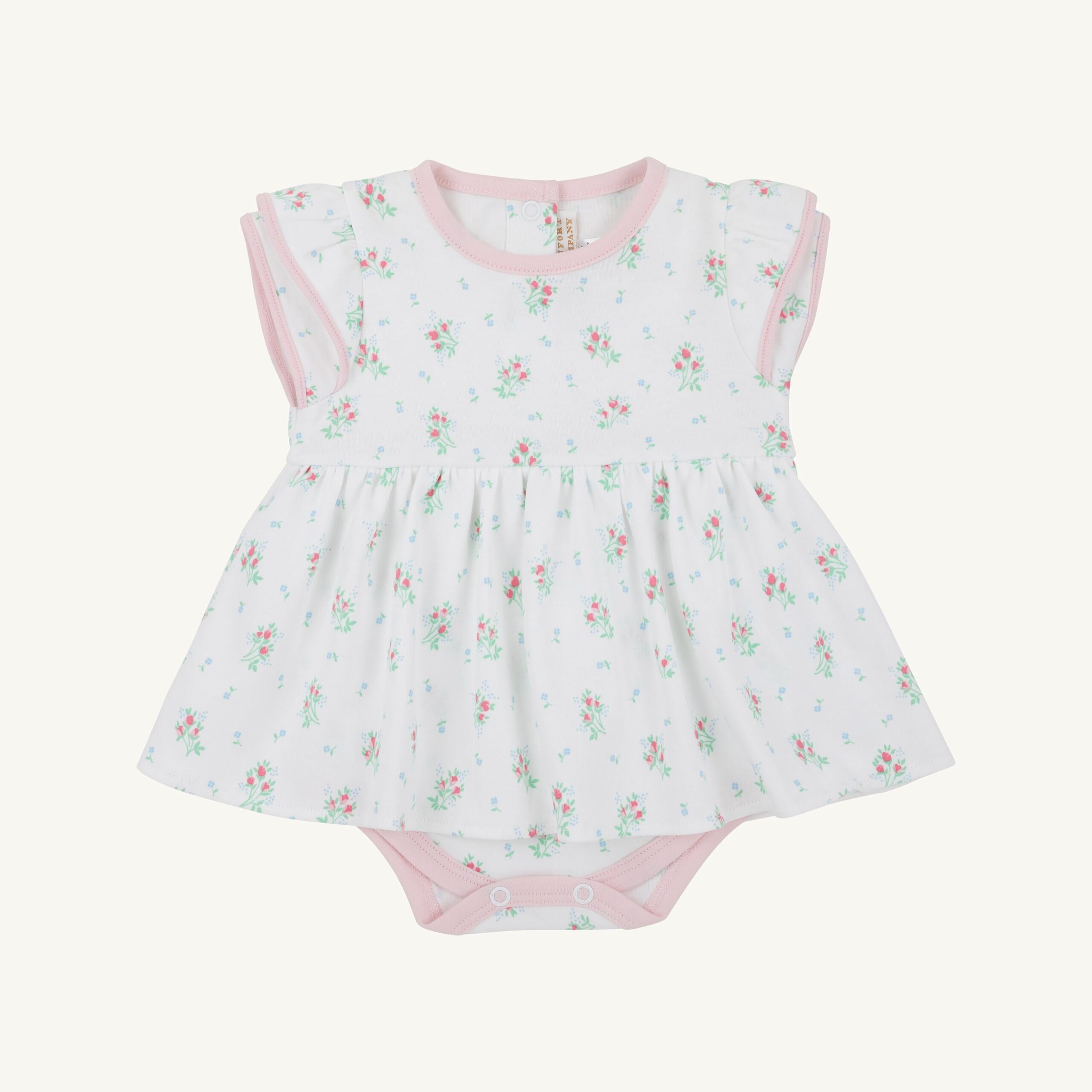 Daisy`s Diaper Cover Dress: Lancaster Gate Garden (Small Scale)/Palm Beach Pink
