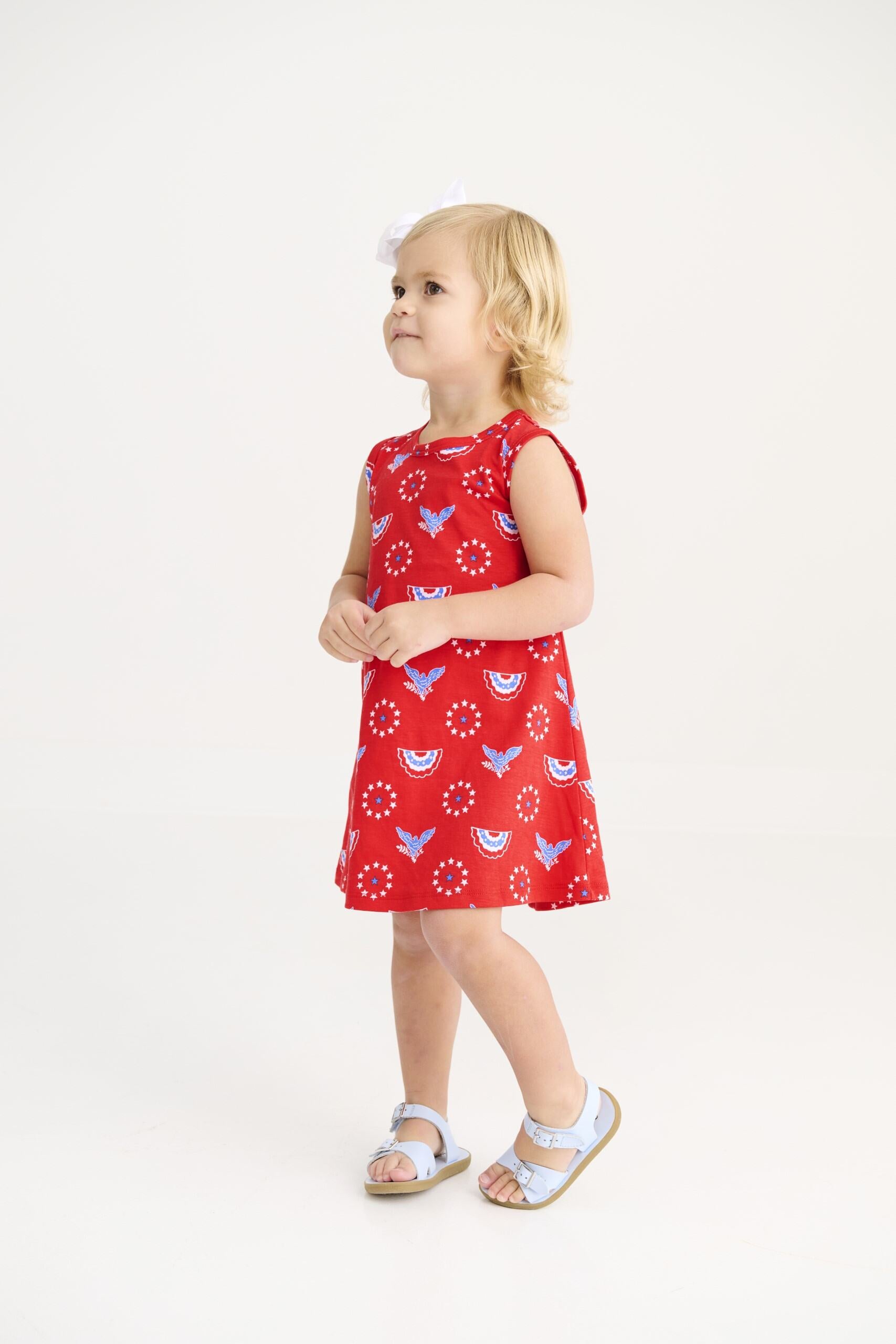 TBBC Sleeveless Polly Play Dress: Star Spangled Swag