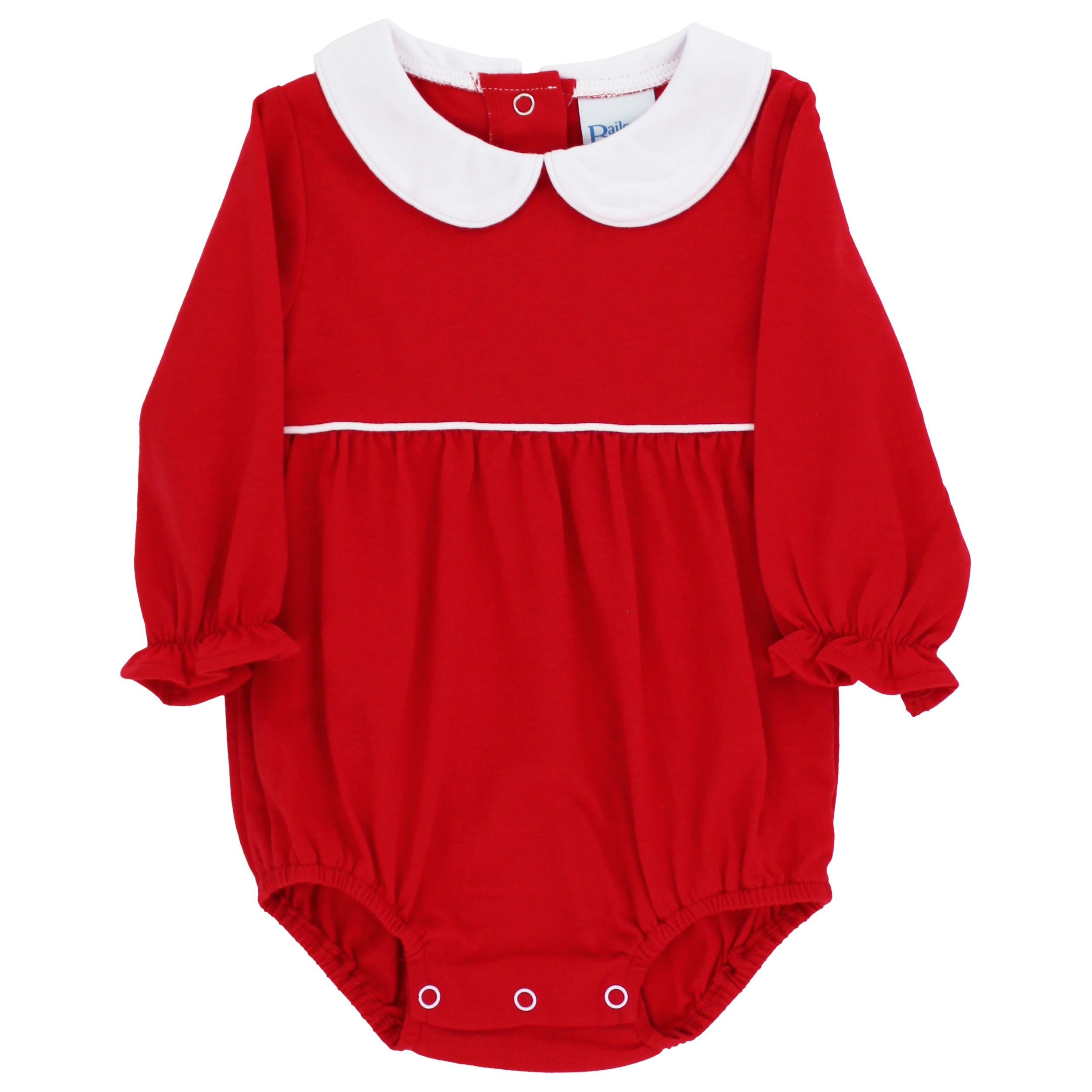 LS Peter Pan Knit Girl Bubble: Red