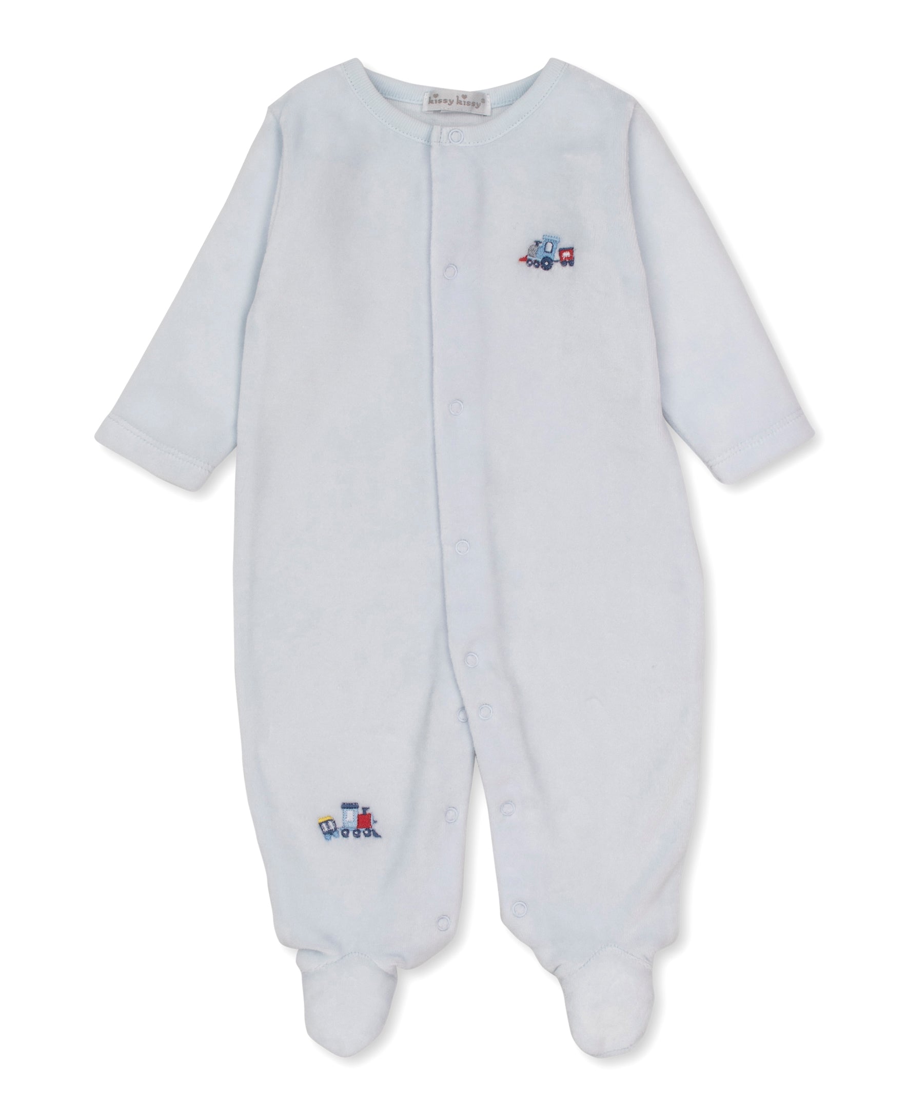 Toot Toot Embroidered Velour Footie