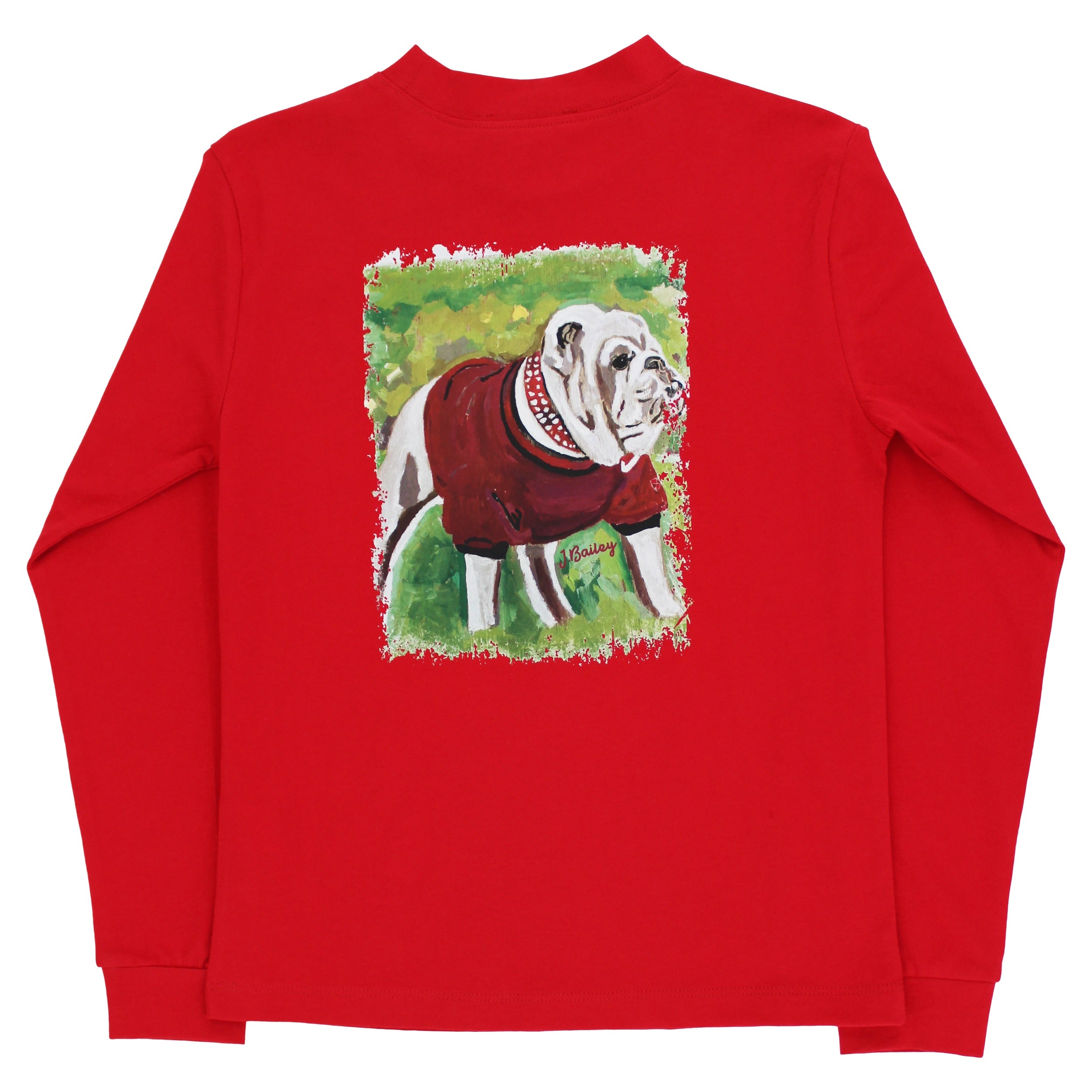 Red Long Sleeve Logo Tee: Bulldawg