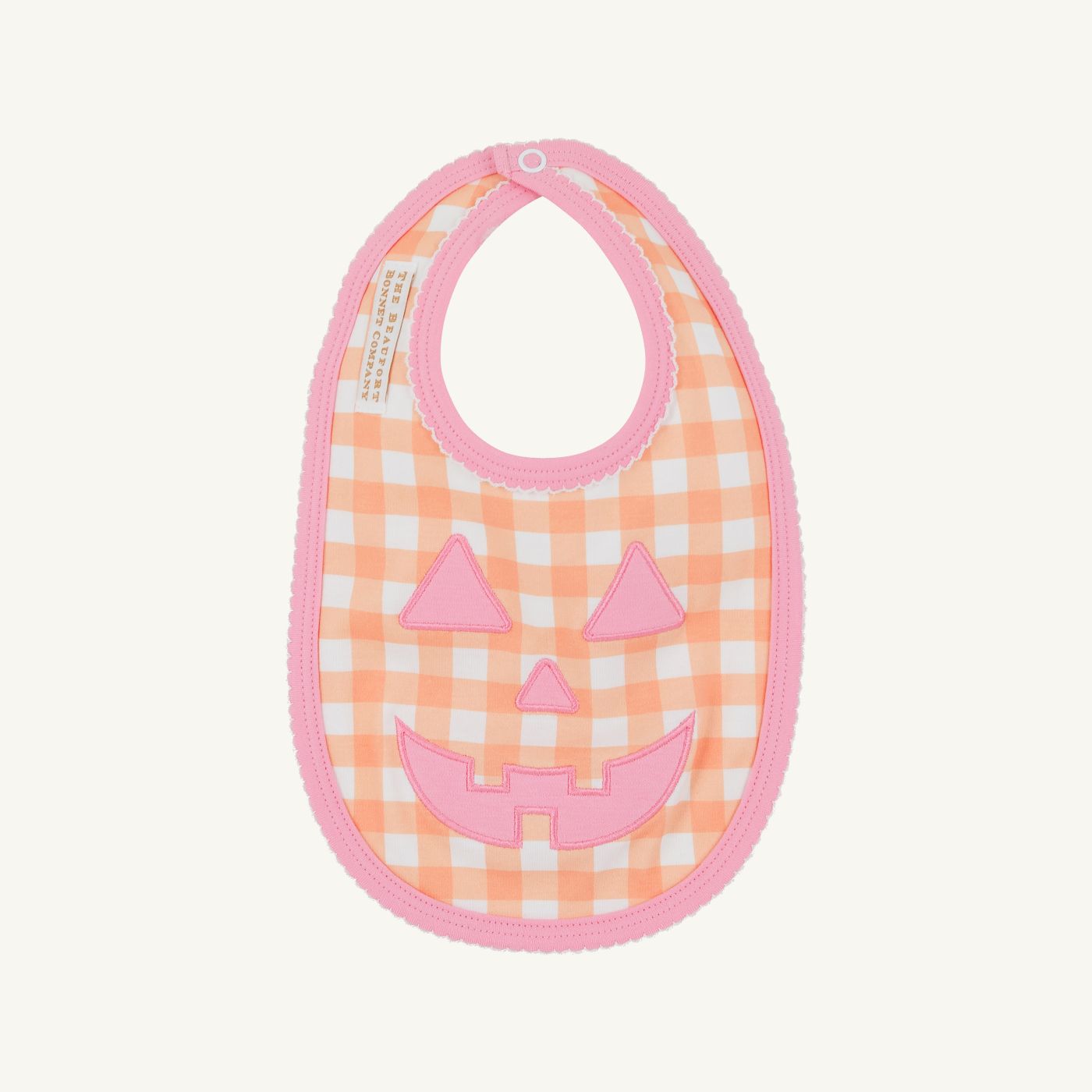 TBBC Burp Me Bib: Seashore Sherbet Gingham/Hamptons Hot Pink