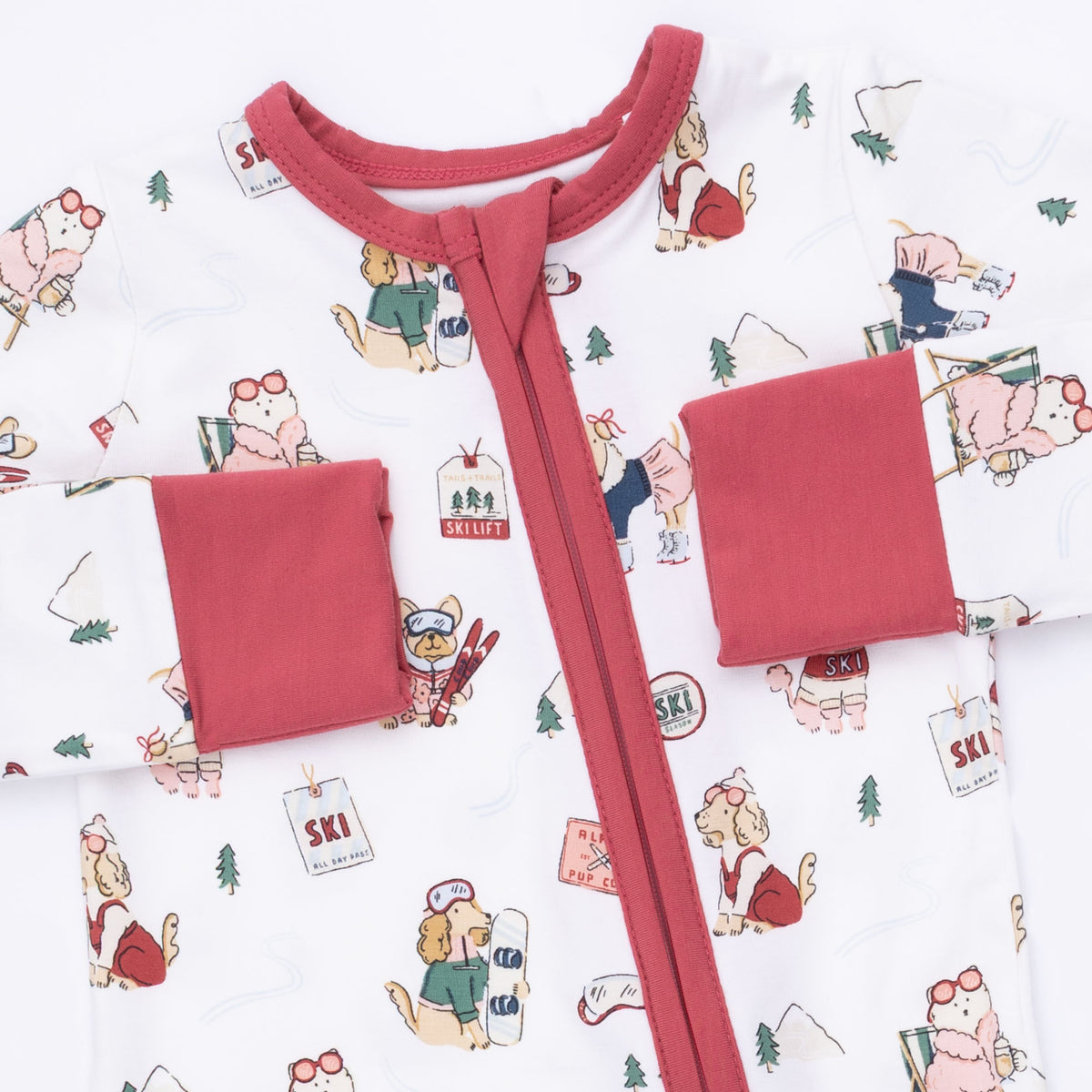 Winter Sports Dogs Pink Convertible Romper