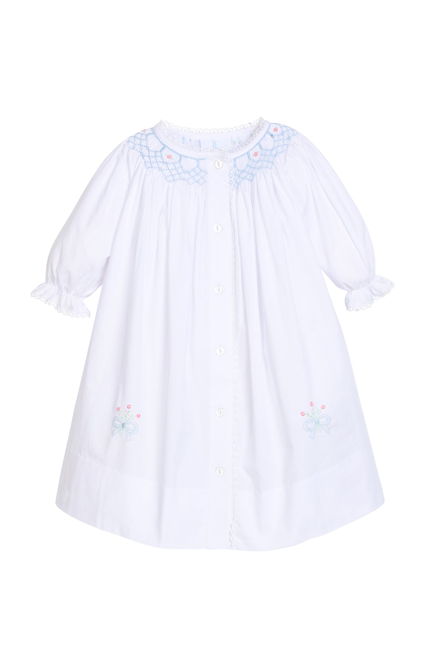 Smocked Heirloom Gown: Blue Bell