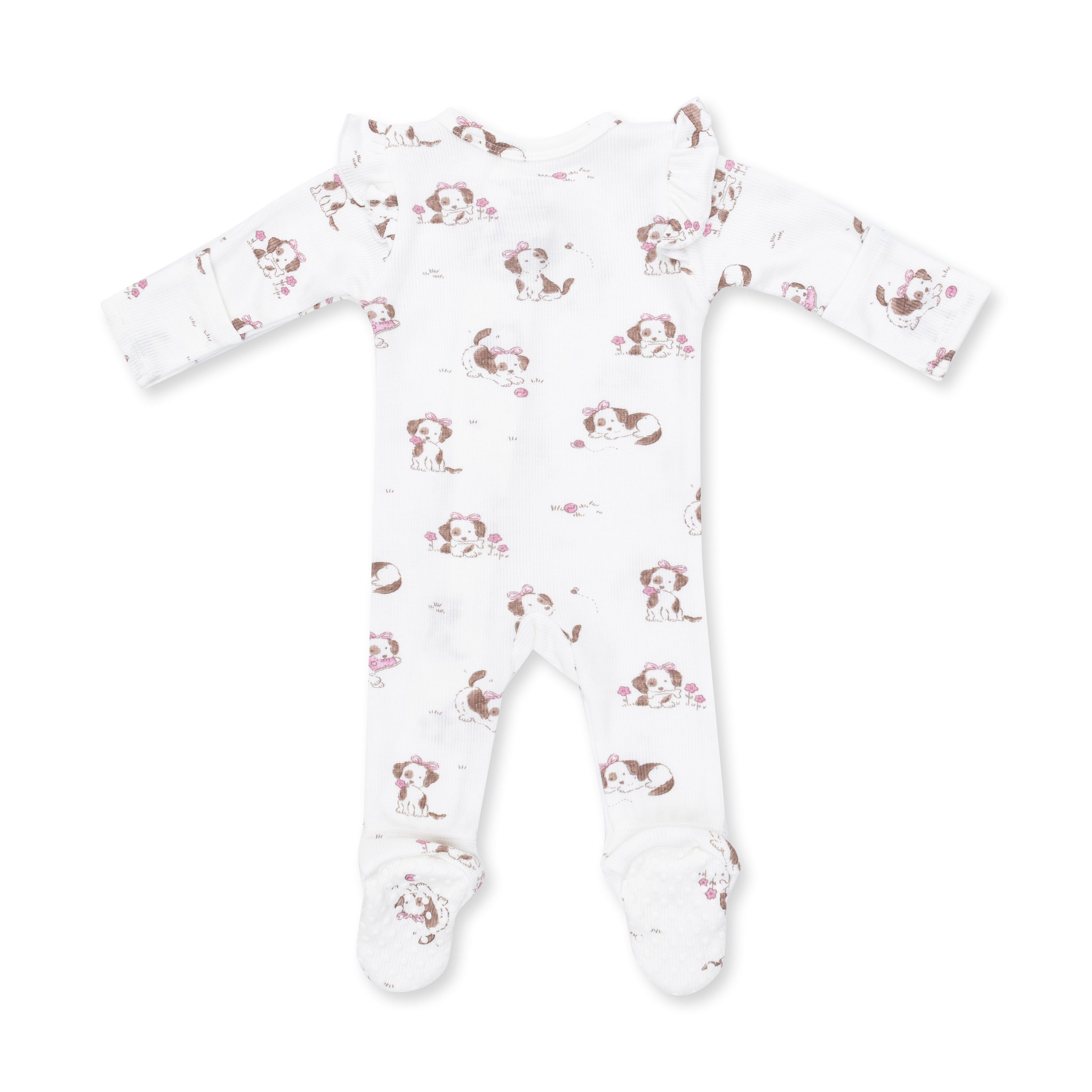 Explorer Puppy Pink 2 Way Ruffle Sleeve Zipper Footie