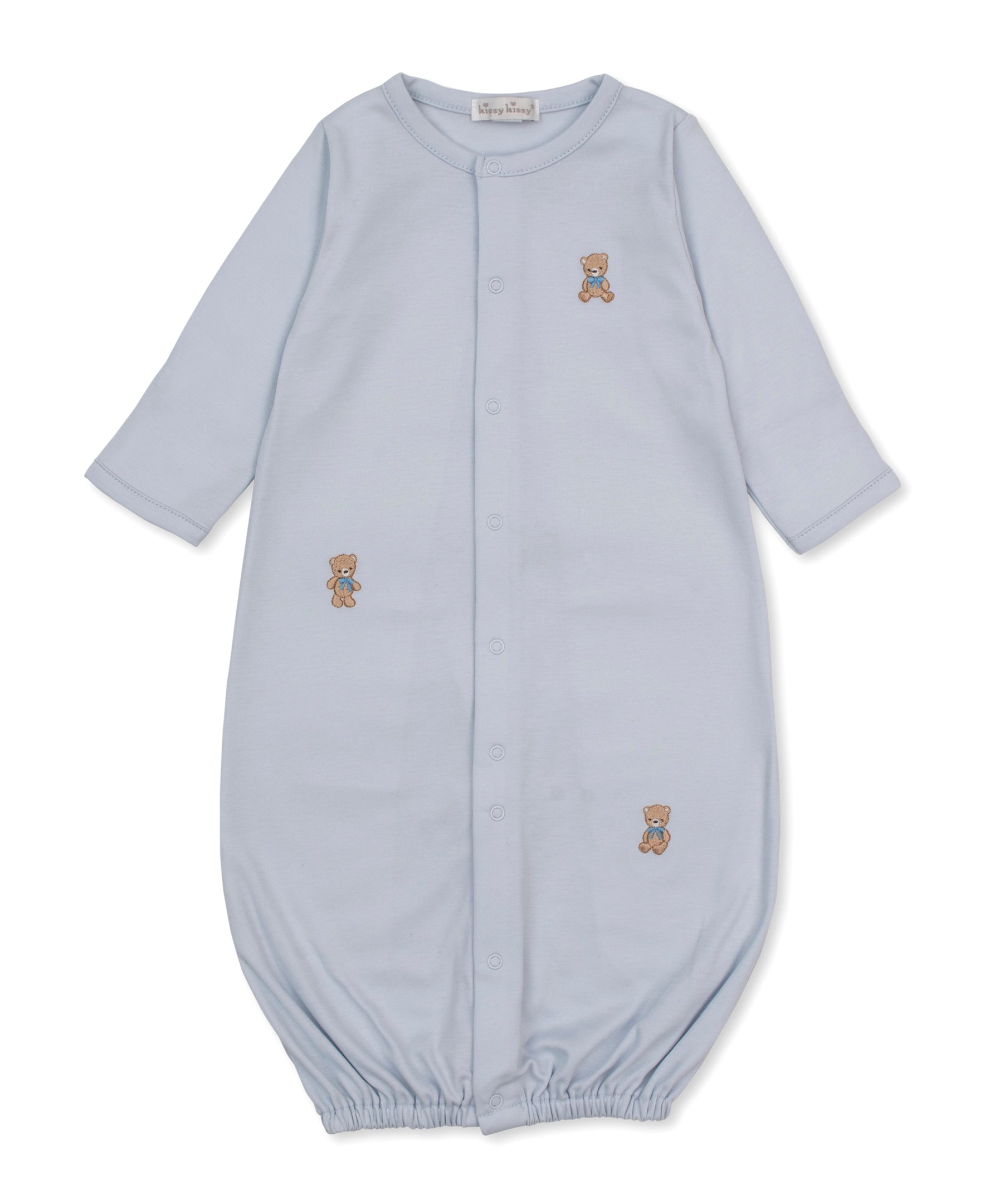 Teddy Bear Club Embroidered Converter Gown: Light Blue