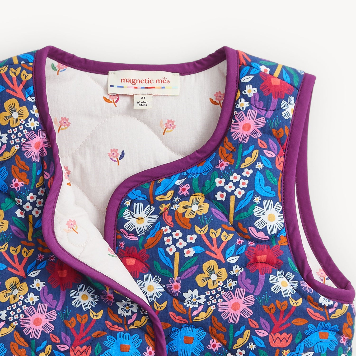 Floral Quilted Reversible Girls Vest