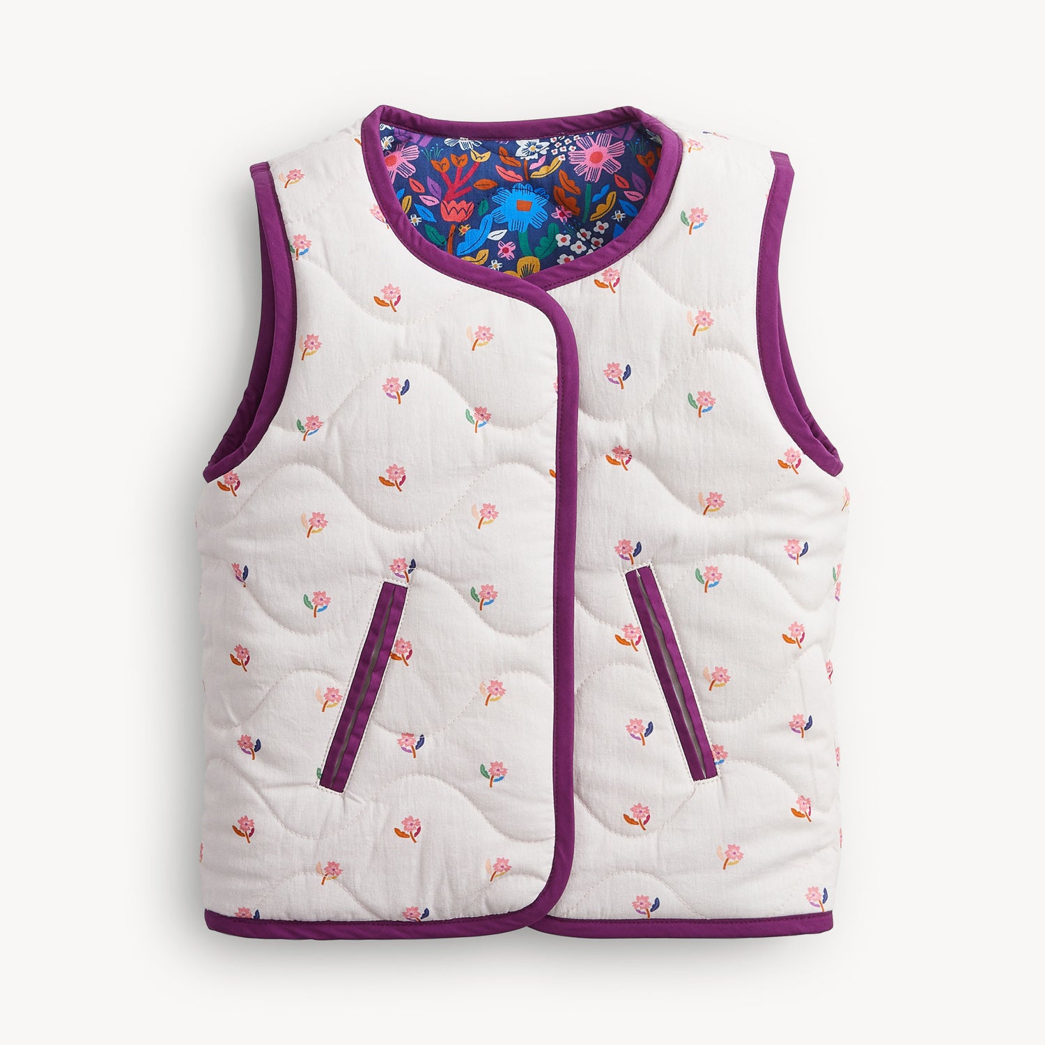 Floral Quilted Reversible Girls Vest