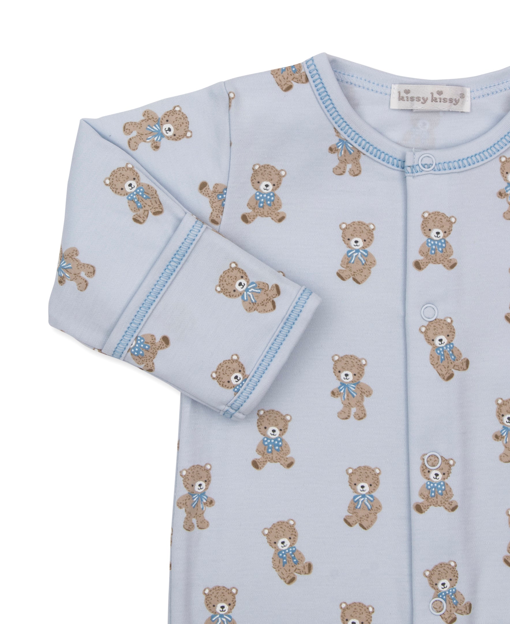 Teddy Bear Club Snap Footie: Light Blue