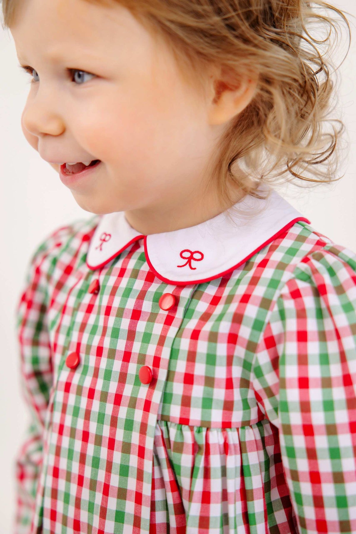 Della Marie Dress: Richmond Red and Kiawah Kelly Green Gingham/Worth Ave White