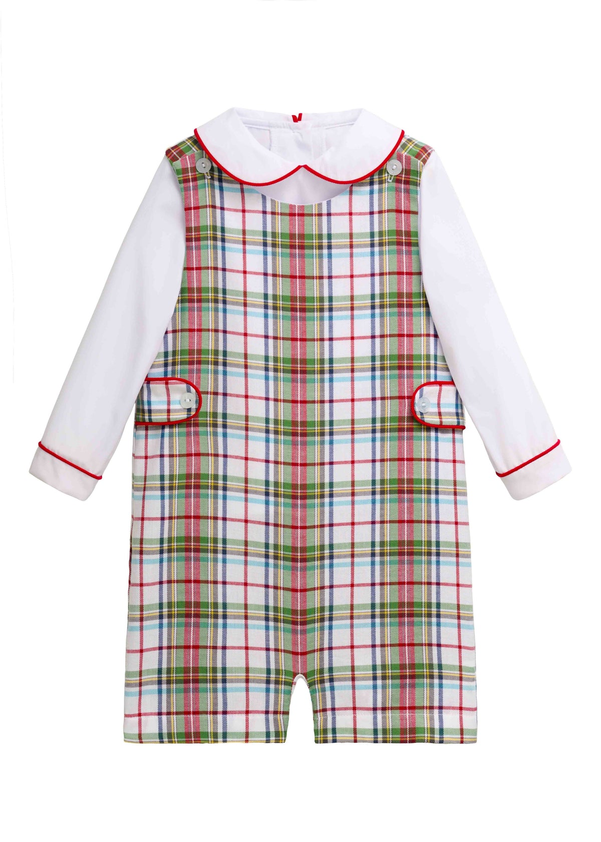 Button Tab John John Set: Douglas Plaid